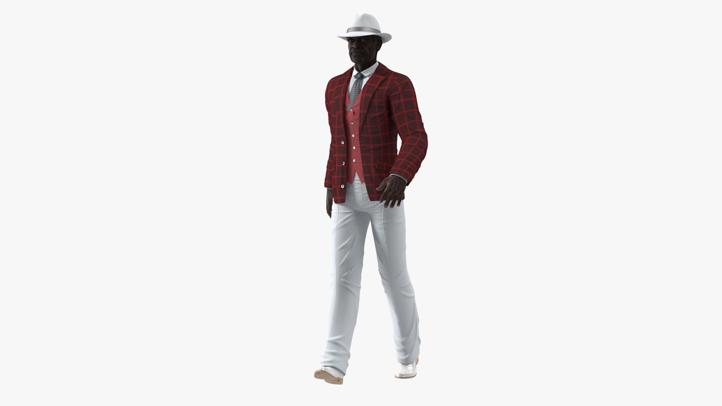 3D Afro American Elderly Man Formal Wear Rigged for Maya model