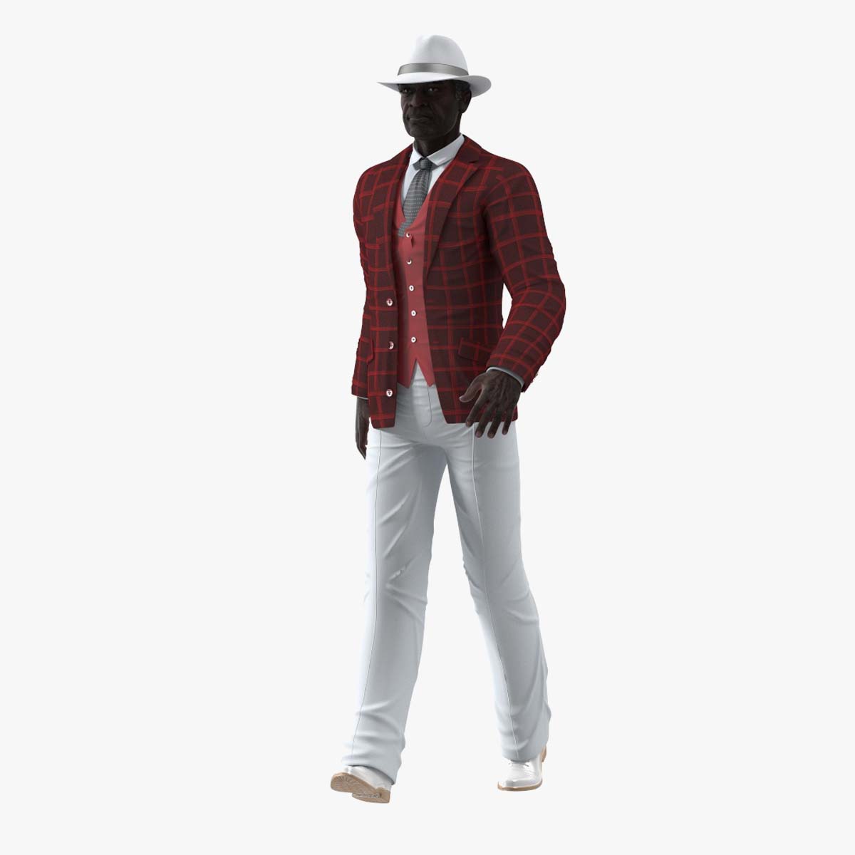 3D Afro American Elderly Man Formal Wear Rigged for Maya model