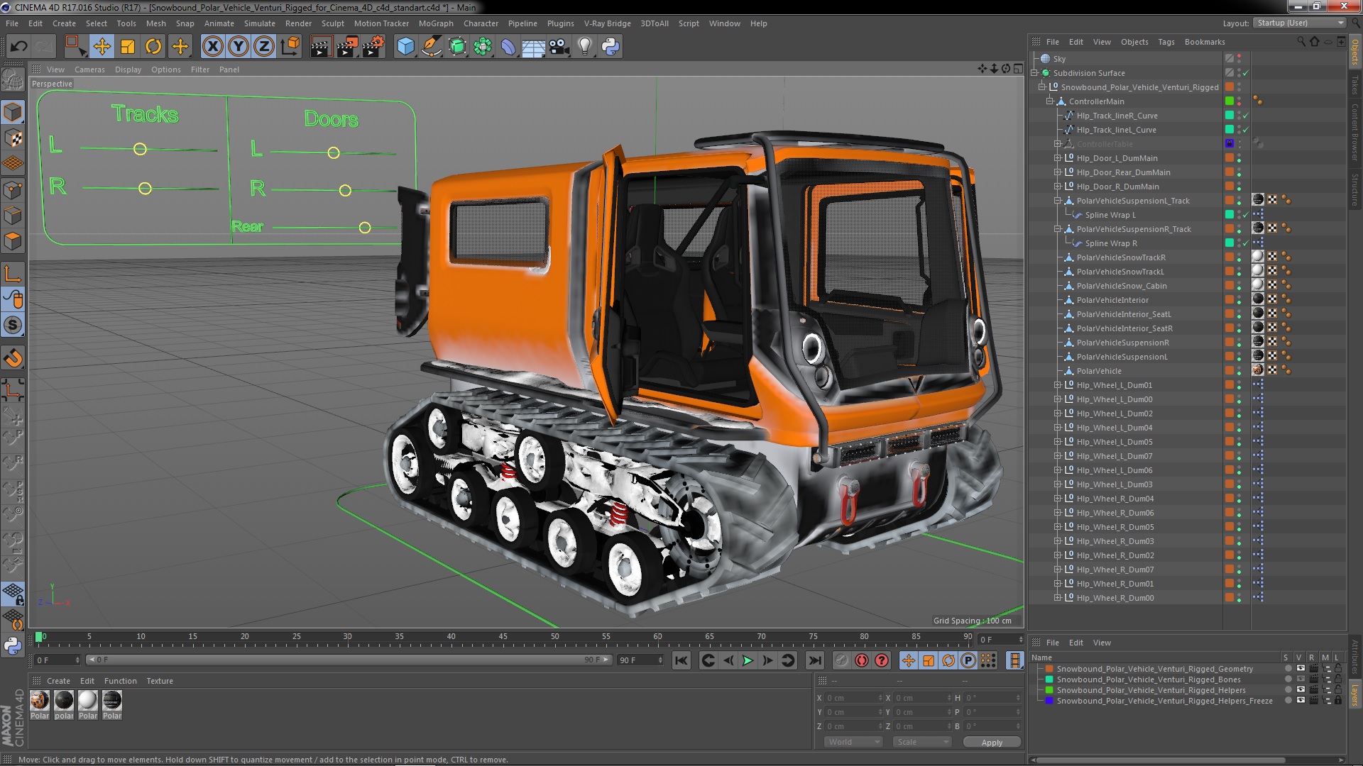 Snowbound Polar Vehicle Venturi Rigged for Cinema 4D 3D