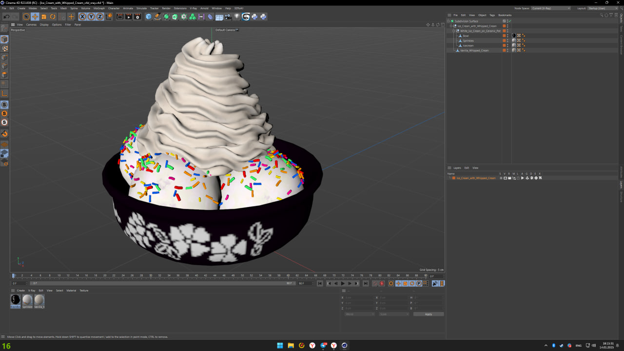 3D Ice-Cream with Whipped Cream model