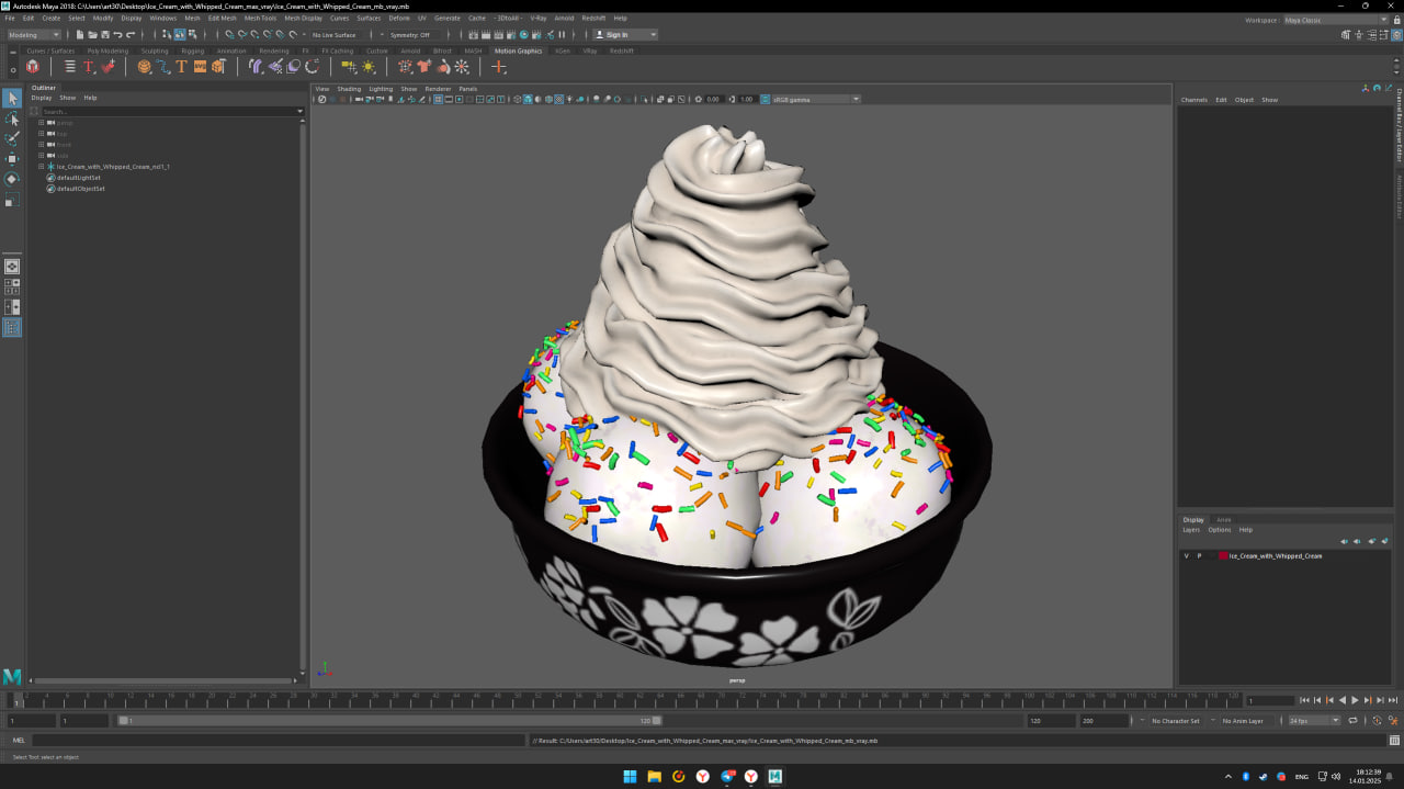 3D Ice-Cream with Whipped Cream model