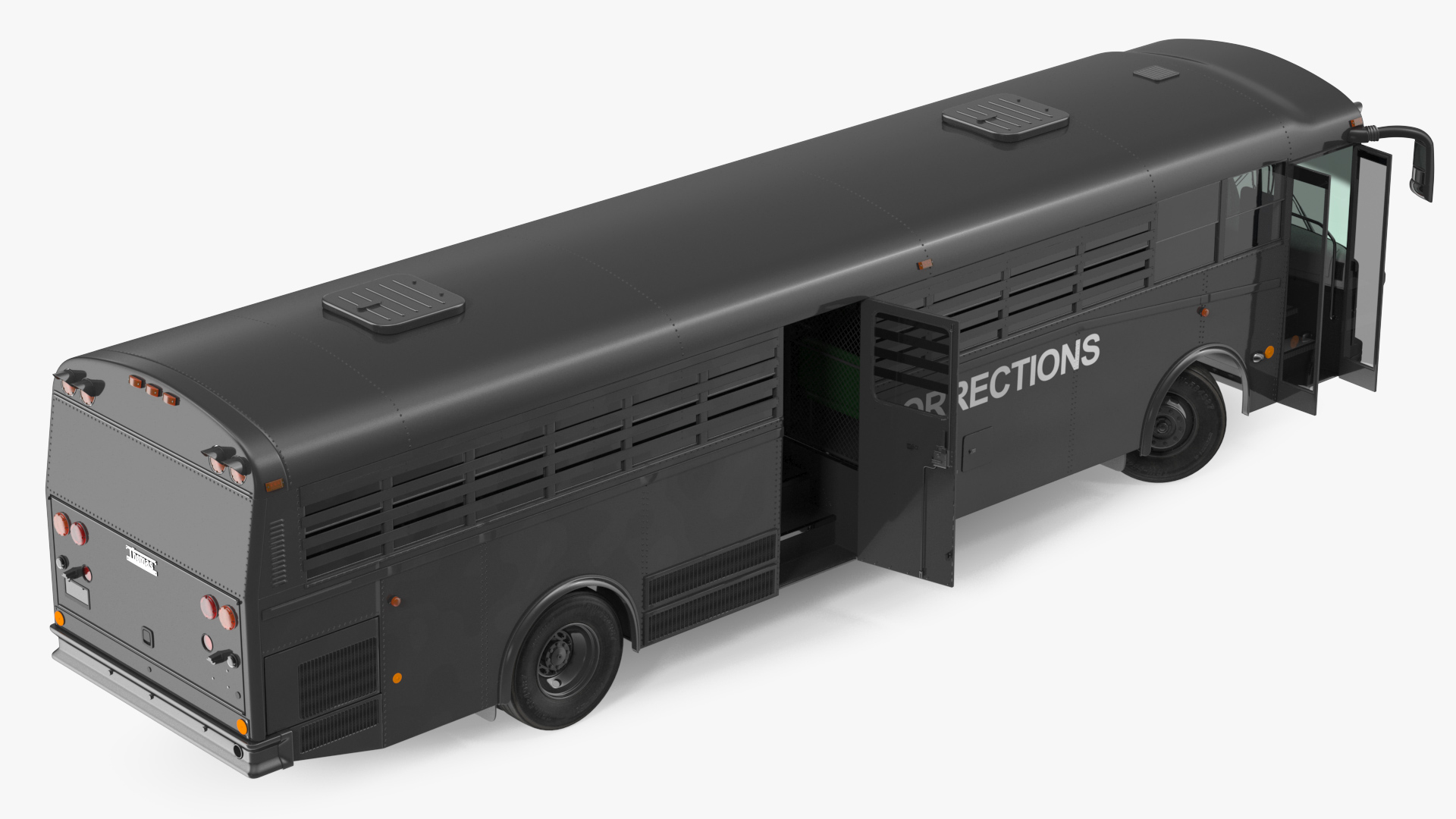 Prison Transport Bus Thomas Saf T Liner Black Rigged 3D