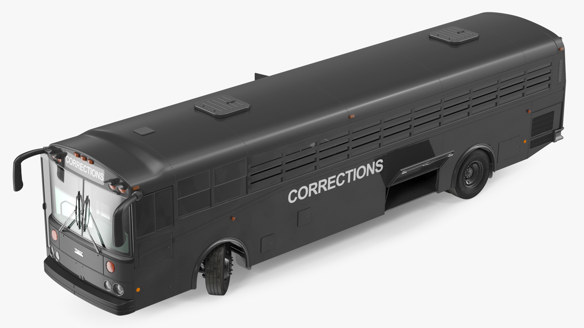 Prison Transport Bus Thomas Saf T Liner Black Rigged 3D