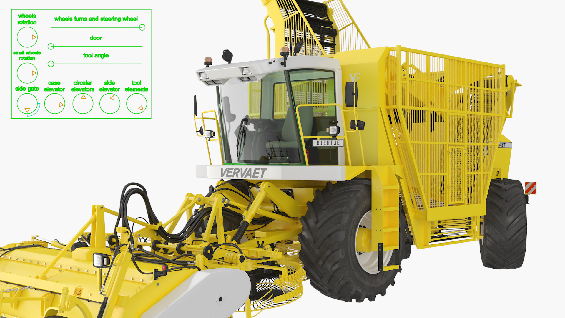 3D Agricultural Beet Harvester Machine Vervaet 17T Yellow Rigged