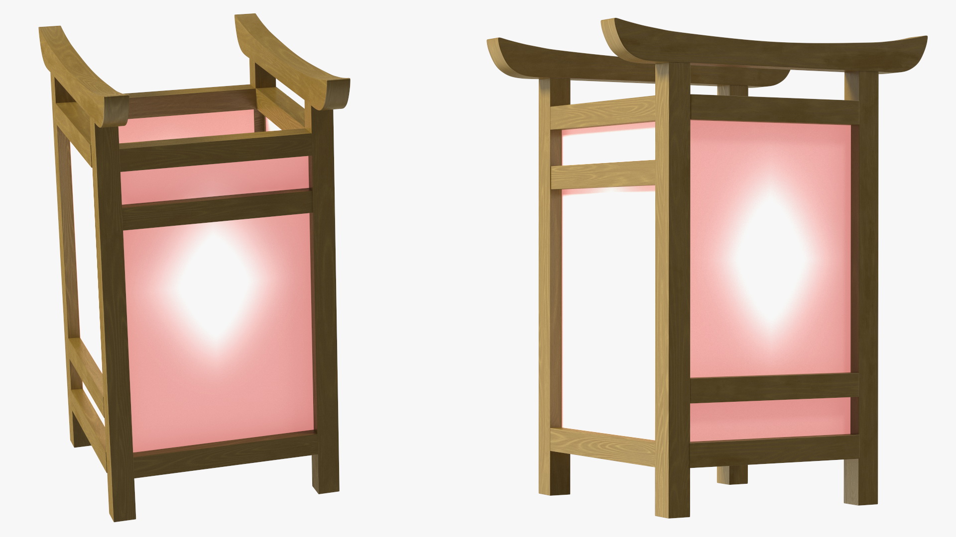 3D Wooden Shoji Lamp Small Glow model