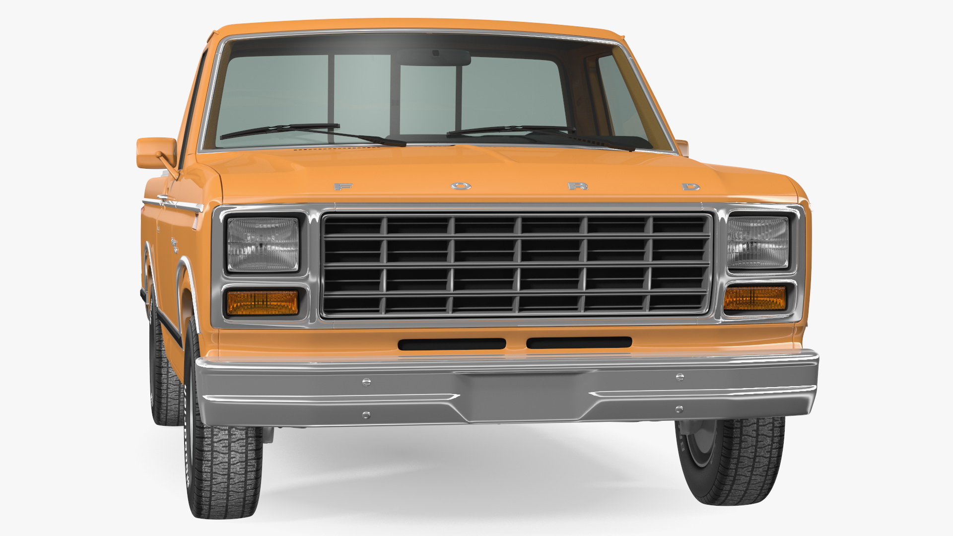 3D Ford Ranger F100 1980 Pickup Orange Simple Interior
