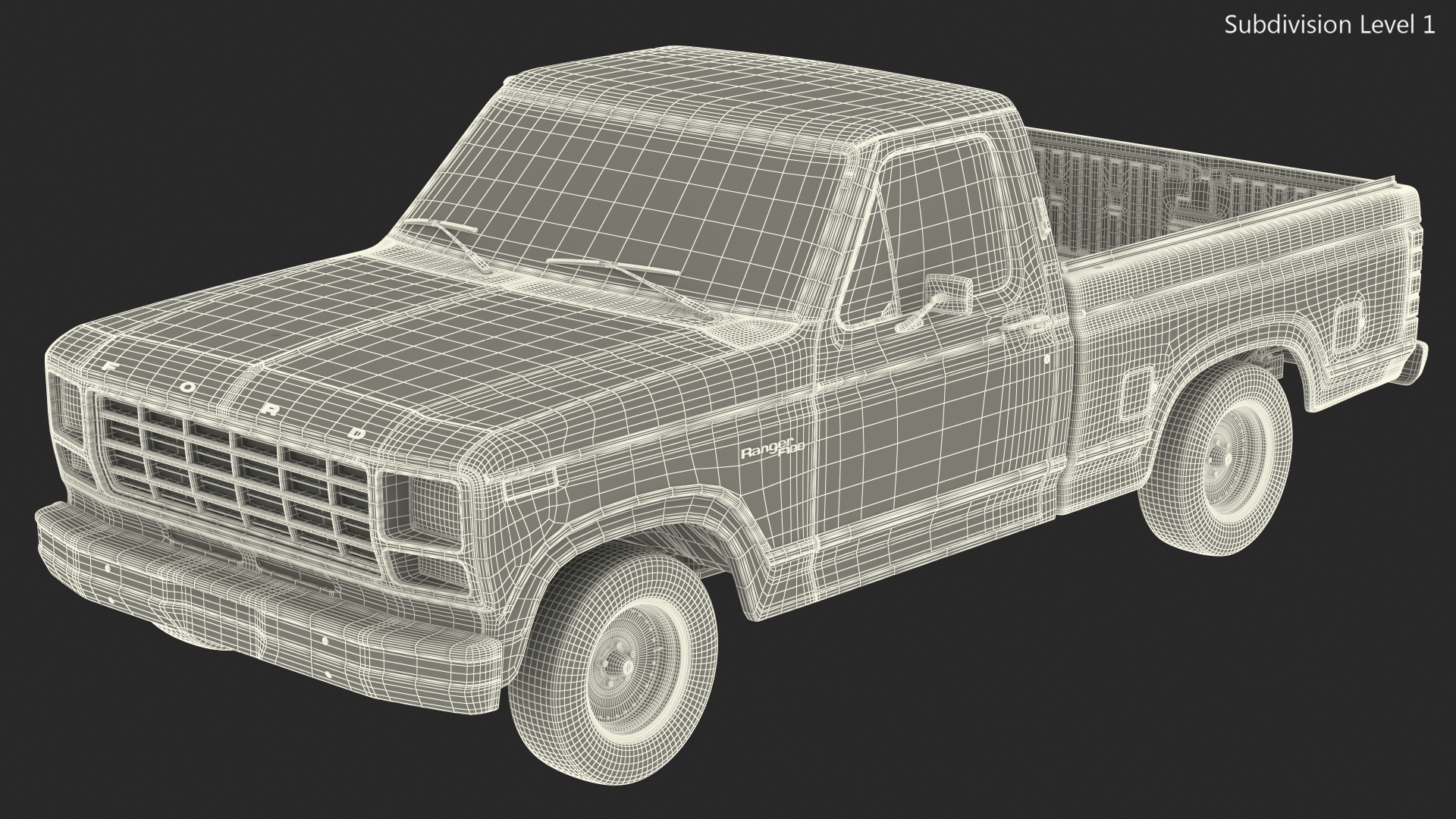 3D Ford Ranger F100 1980 Pickup Orange Simple Interior