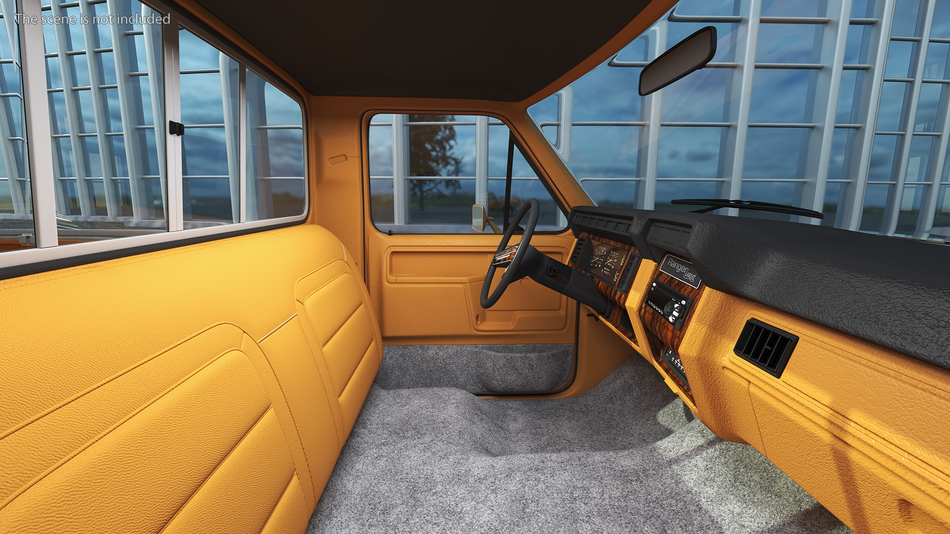 3D Ford Ranger F100 1980 Pickup Orange Simple Interior