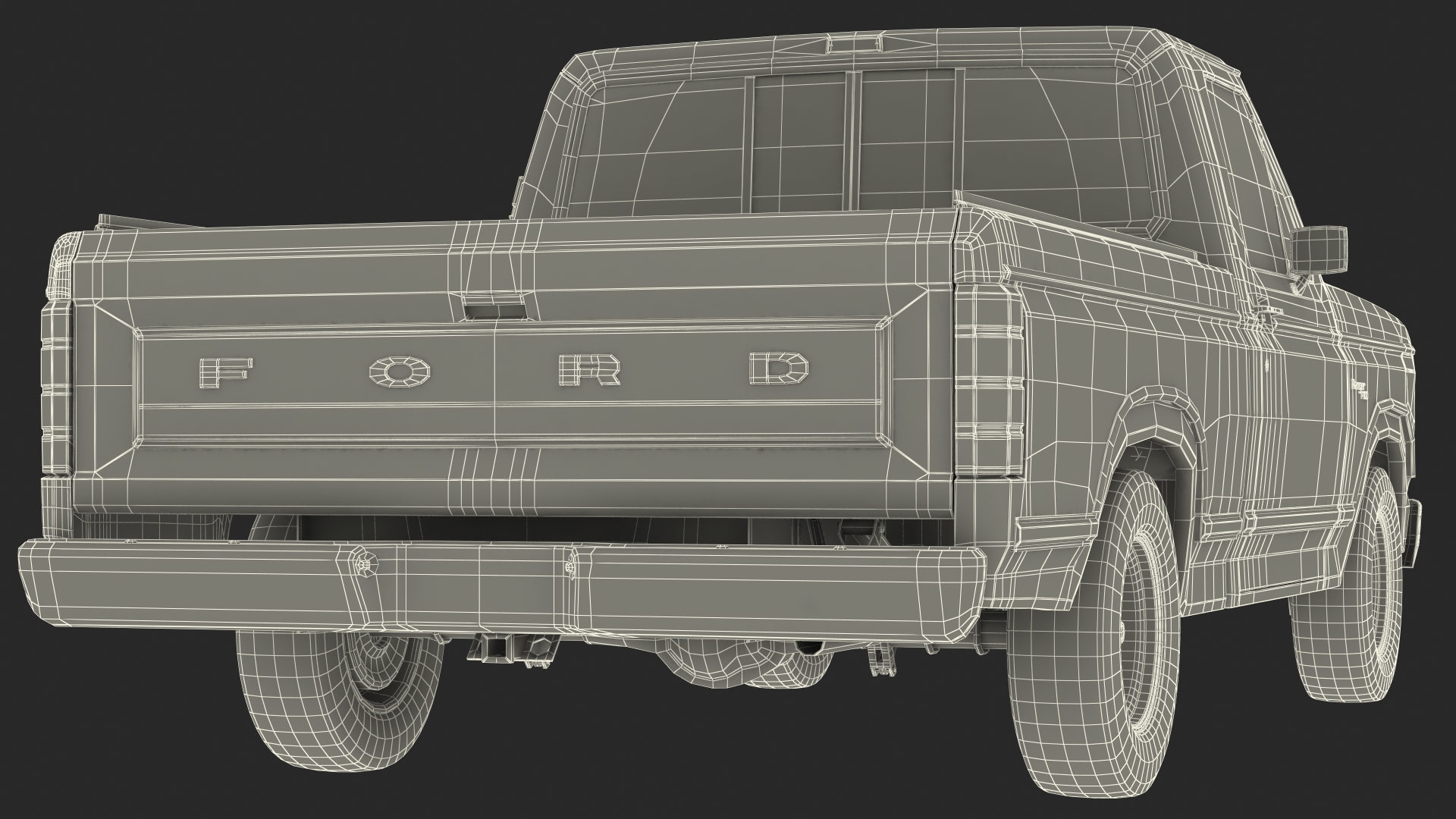 3D Ford Ranger F100 1980 Pickup Orange Simple Interior