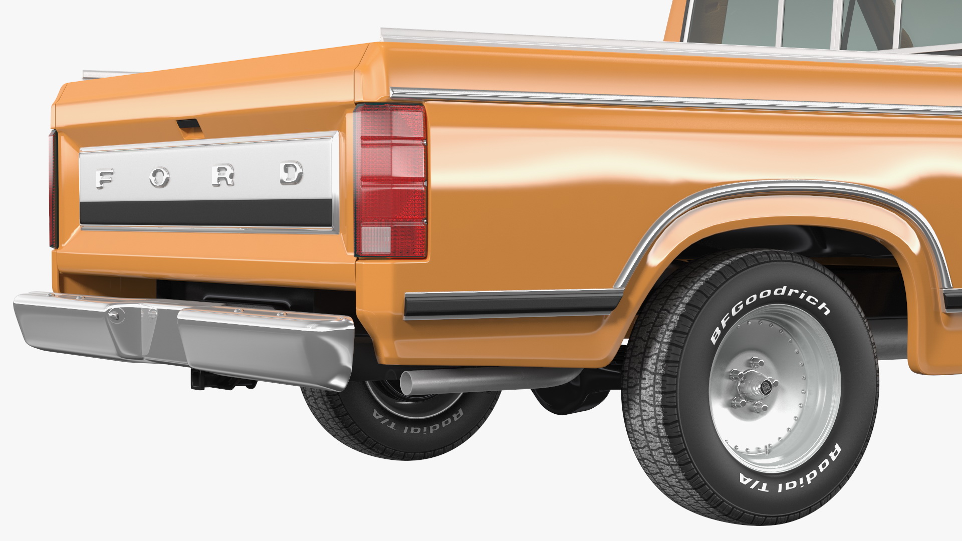 3D Ford Ranger F100 1980 Pickup Orange Simple Interior