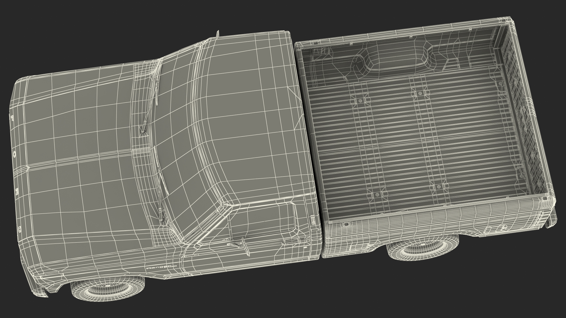 3D Ford Ranger F100 1980 Pickup Orange Simple Interior