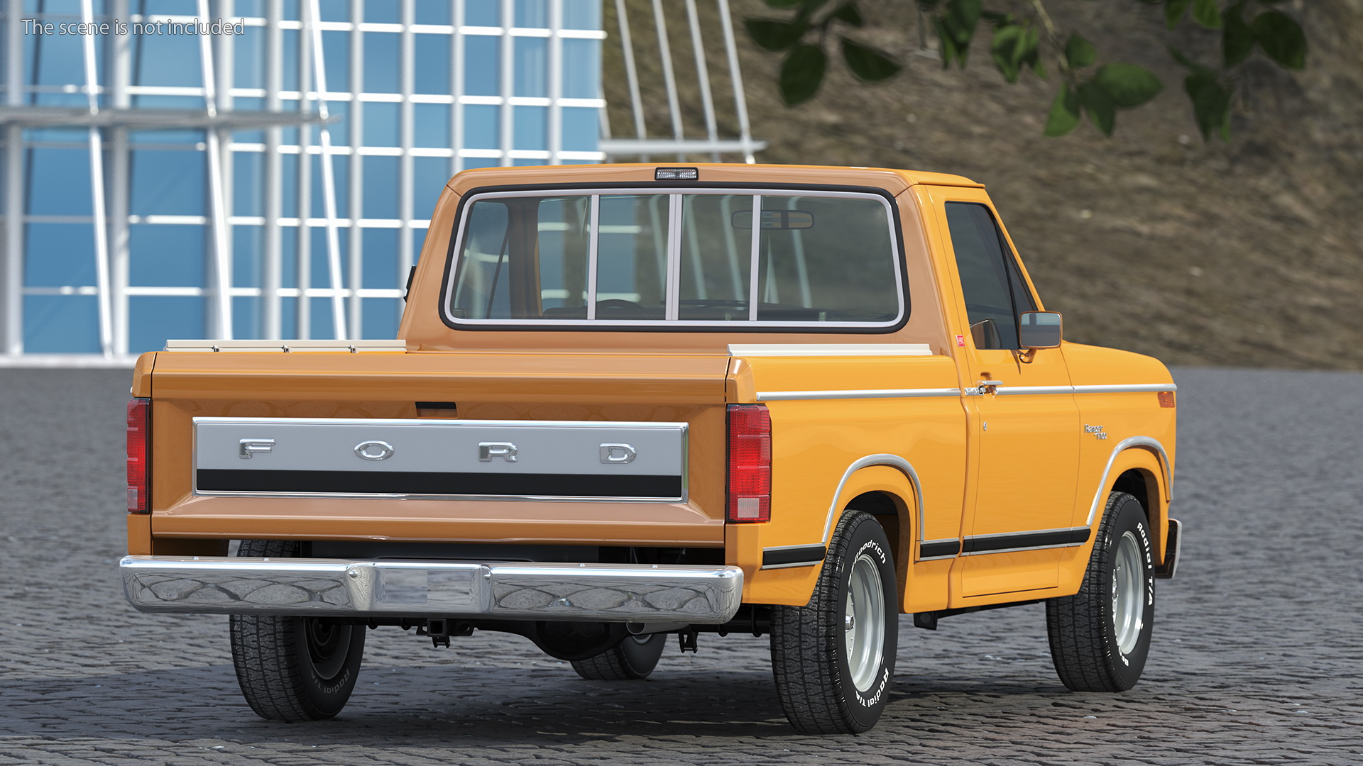 3D Ford Ranger F100 1980 Pickup Orange Simple Interior