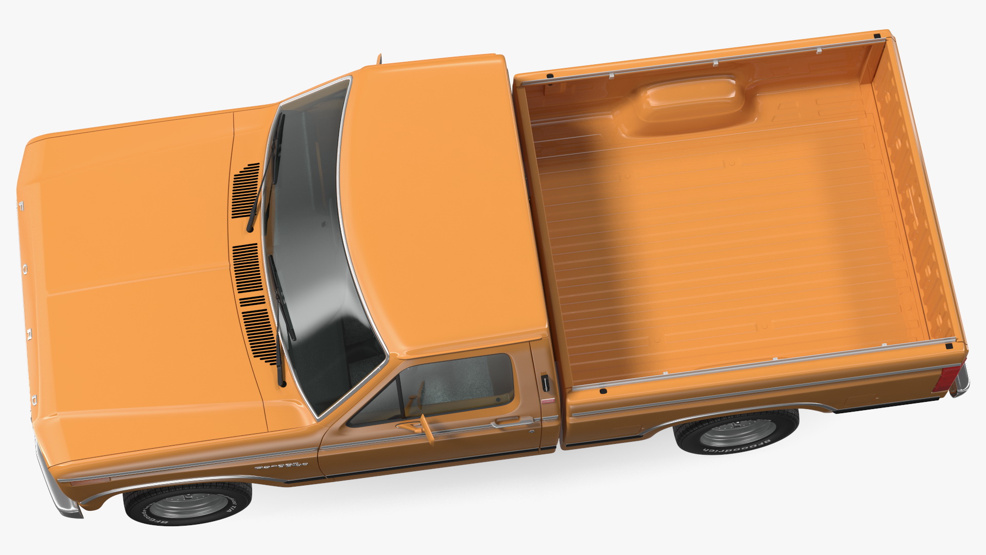 3D Ford Ranger F100 1980 Pickup Orange Simple Interior