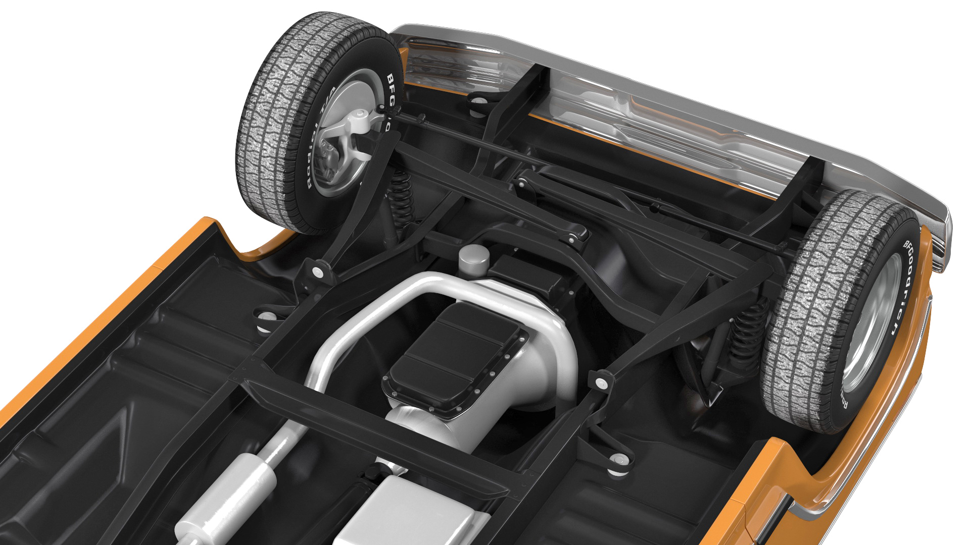 3D Ford Ranger F100 1980 Pickup Orange Simple Interior