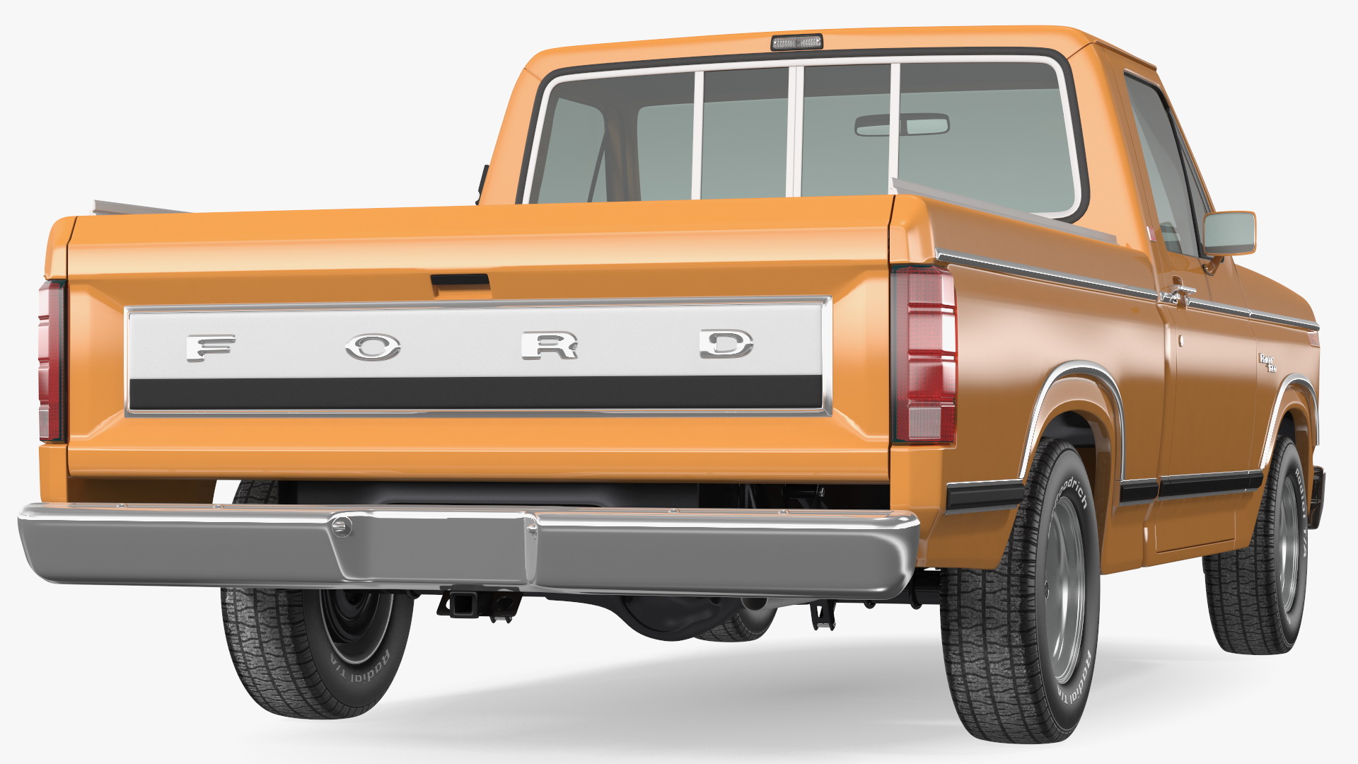 3D Ford Ranger F100 1980 Pickup Orange Simple Interior
