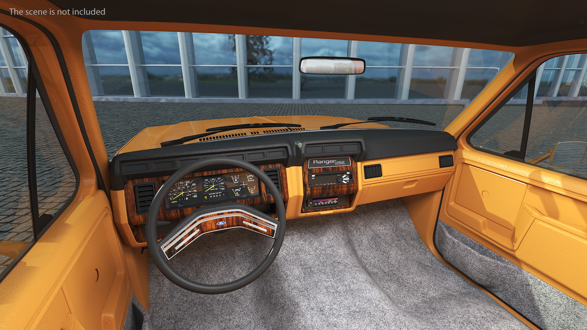 3D Ford Ranger F100 1980 Pickup Orange Simple Interior