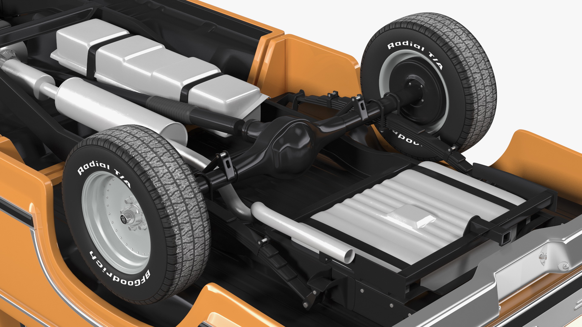 3D Ford Ranger F100 1980 Pickup Orange Simple Interior