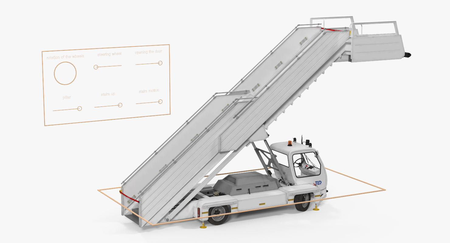 3D Passenger Boarding Stairs Car TLD ABS 580 Rigged model