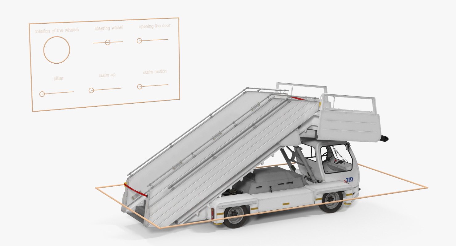 3D Passenger Boarding Stairs Car TLD ABS 580 Rigged model
