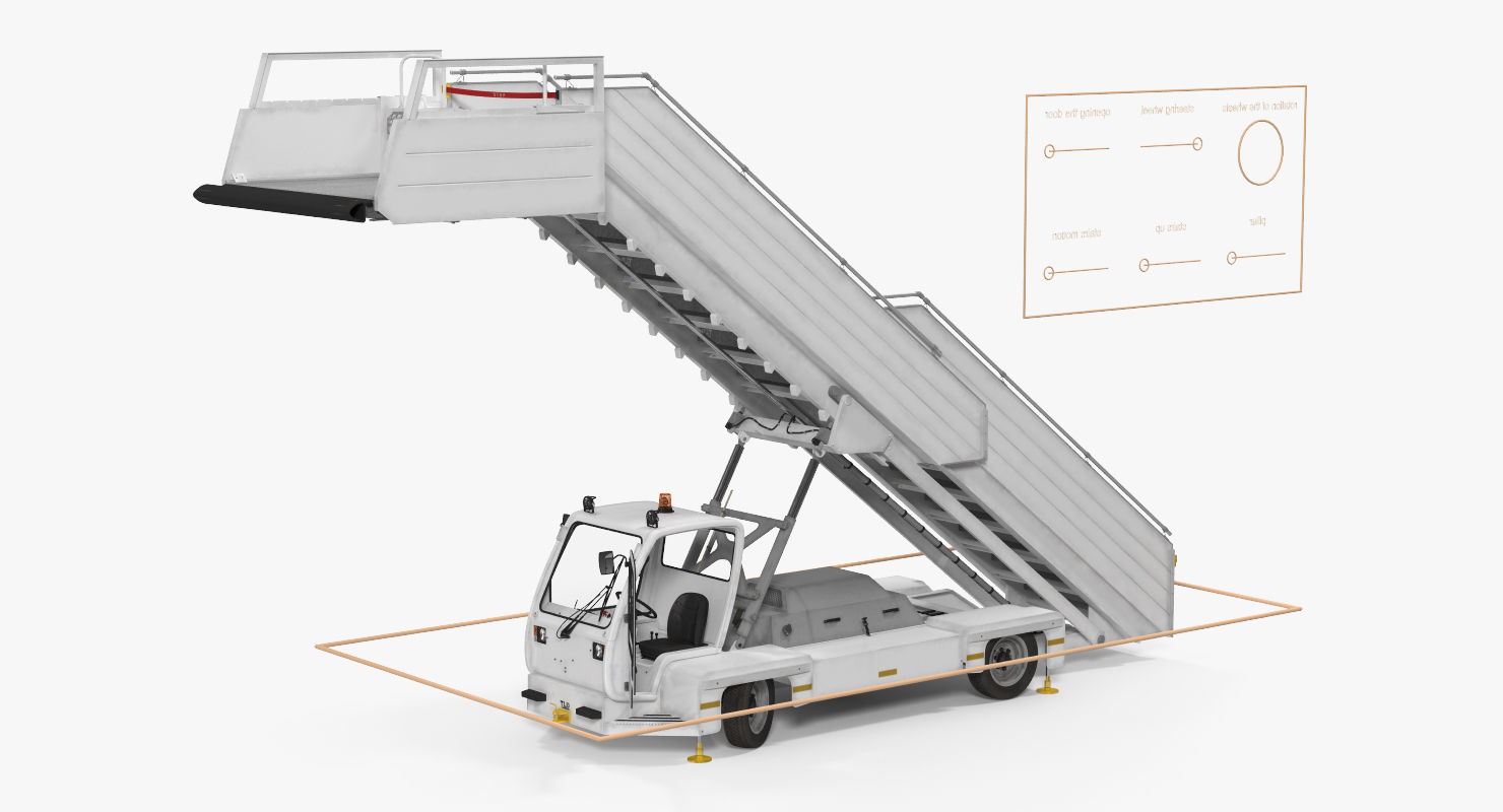 3D Passenger Boarding Stairs Car TLD ABS 580 Rigged model