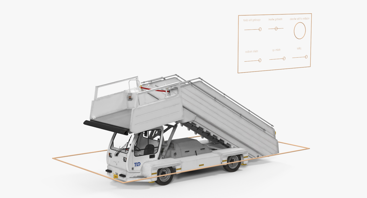 3D Passenger Boarding Stairs Car TLD ABS 580 Rigged model