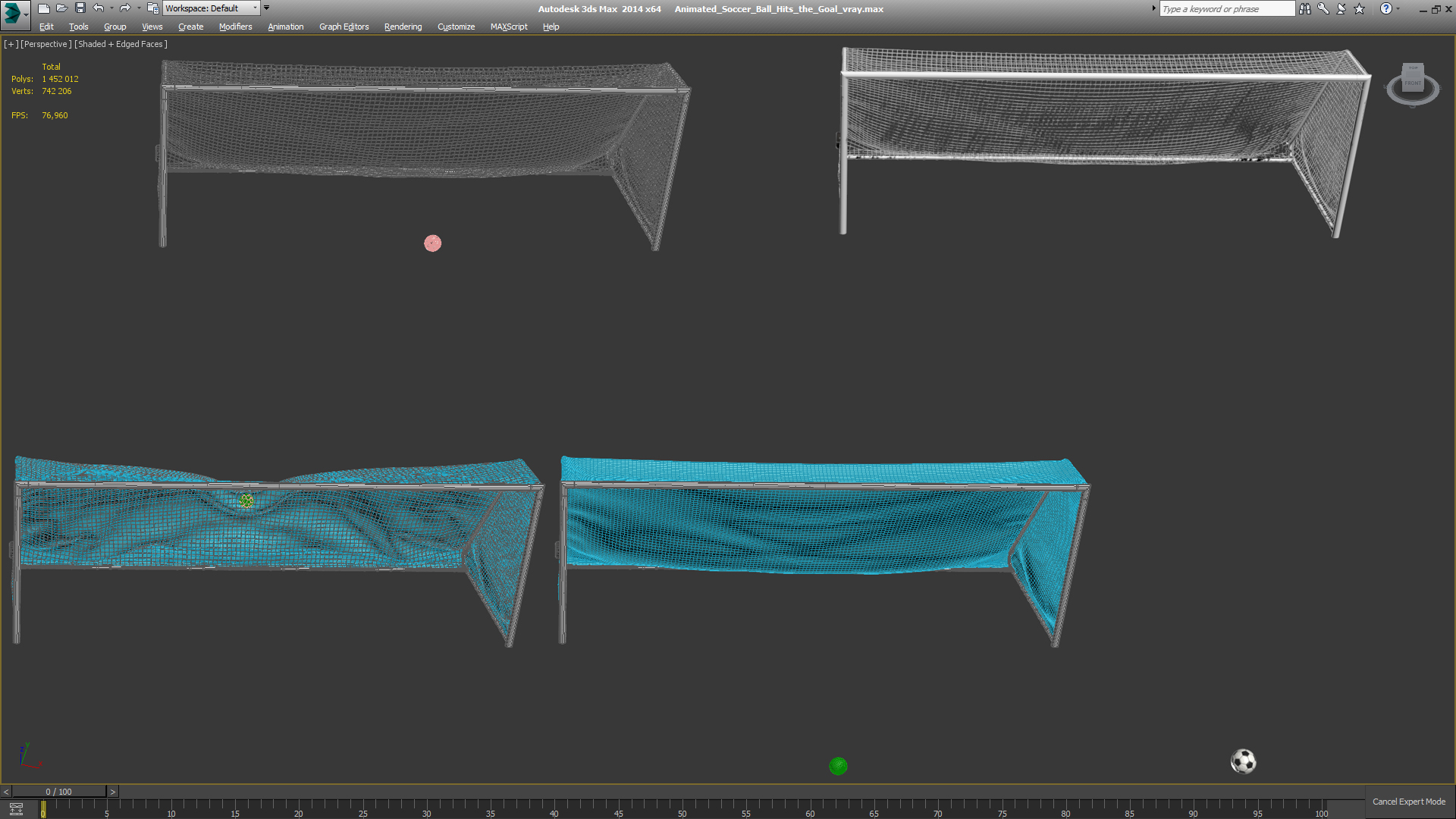 Animated Soccer Ball Hits the Goal 3D model