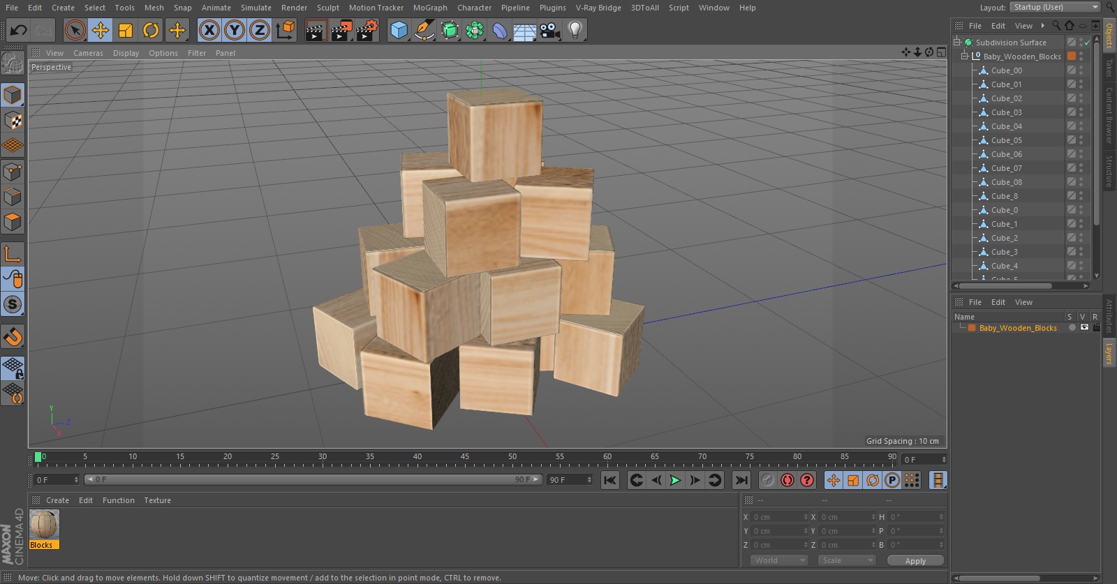 3D Baby Wooden Blocks model