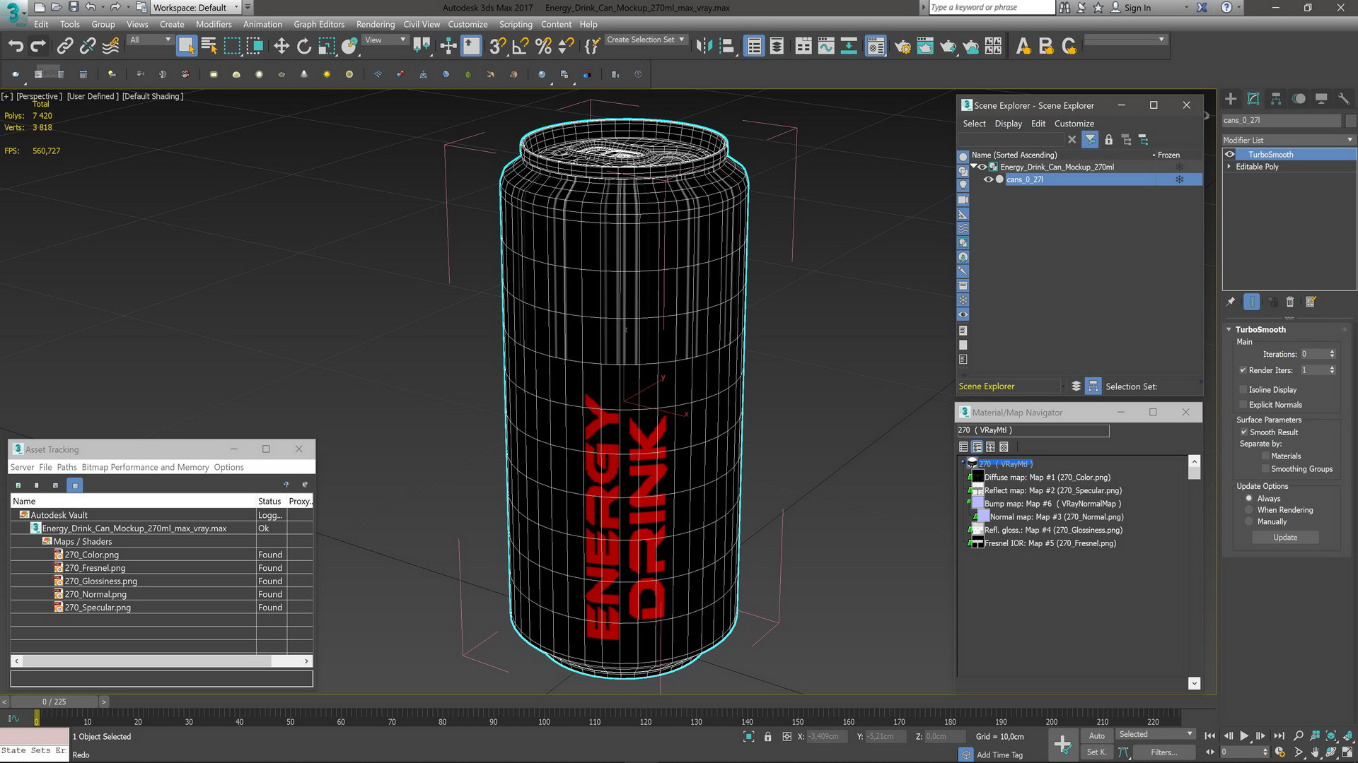 Energy Drink Can Mockup 270ml 3D model