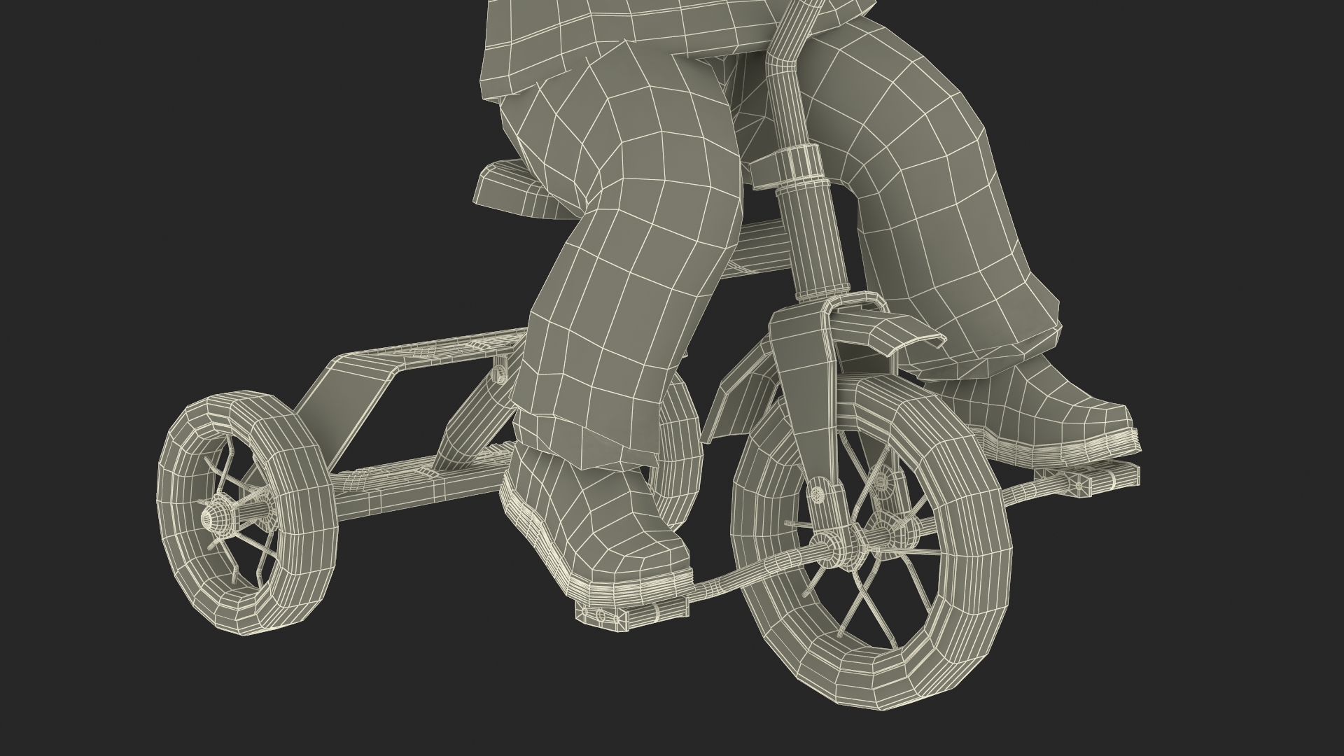 One Year Old Toddler on a Tricycle 3D model