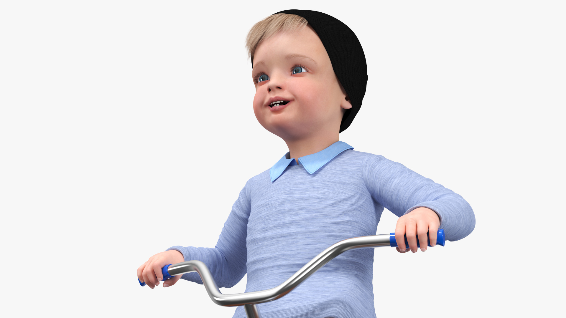 One Year Old Toddler on a Tricycle 3D model