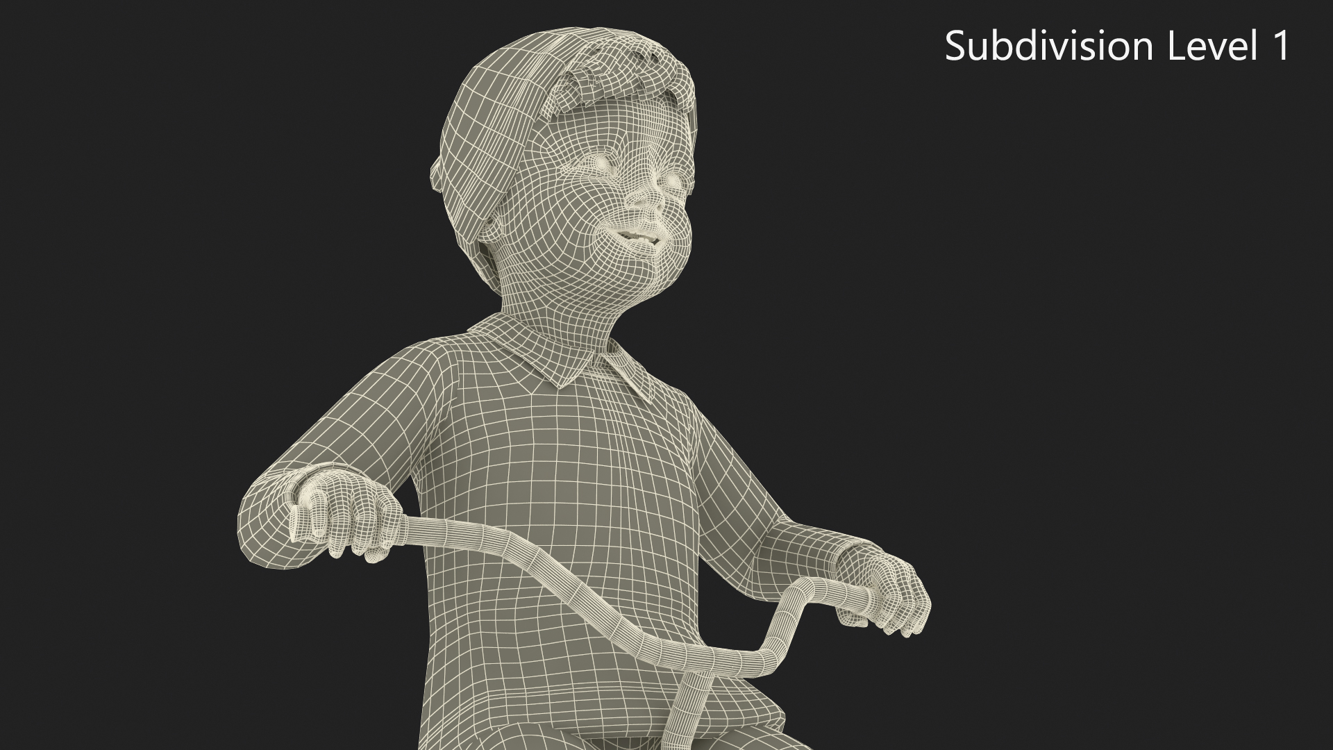 One Year Old Toddler on a Tricycle 3D model
