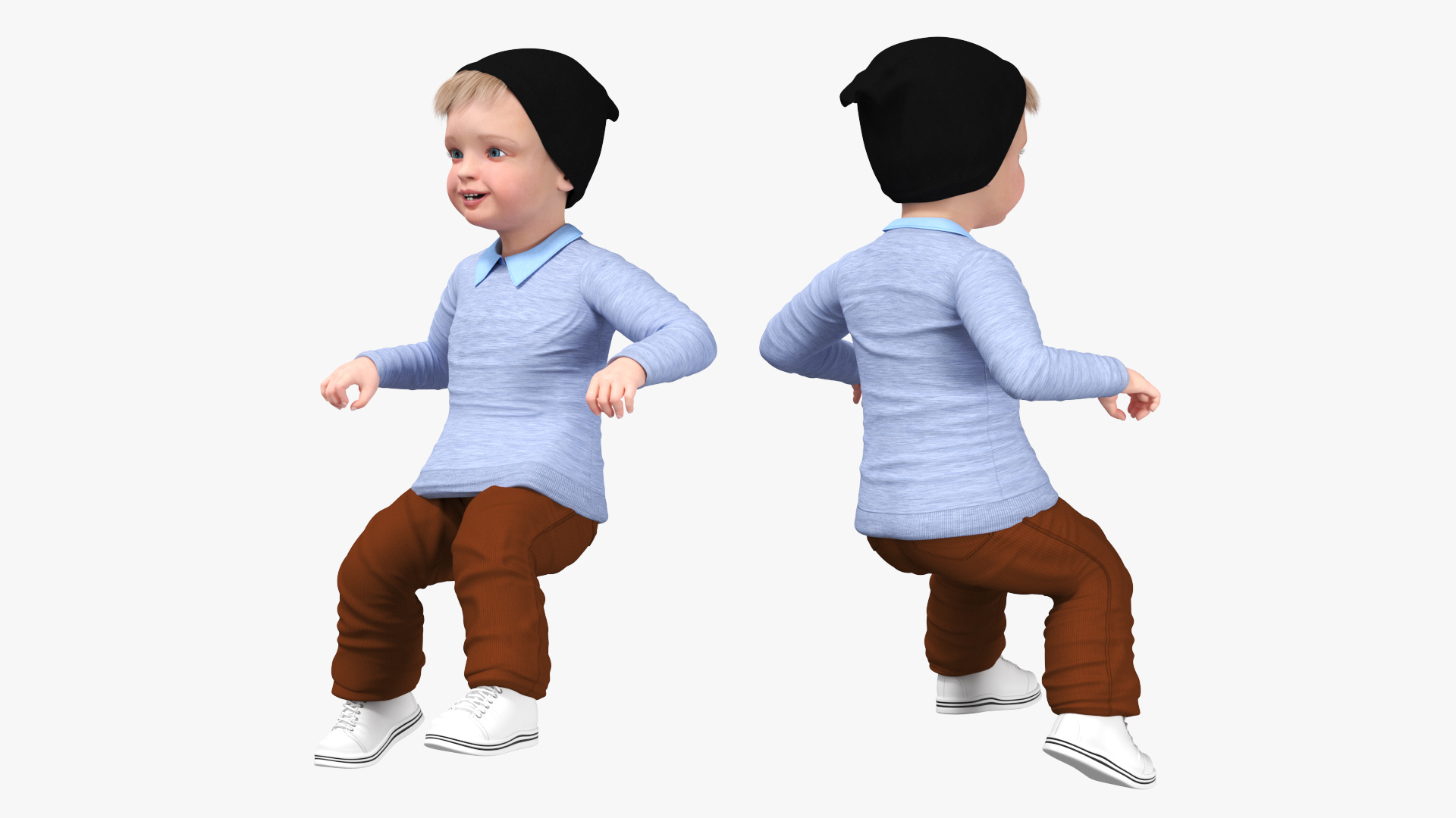 One Year Old Toddler on a Tricycle 3D model
