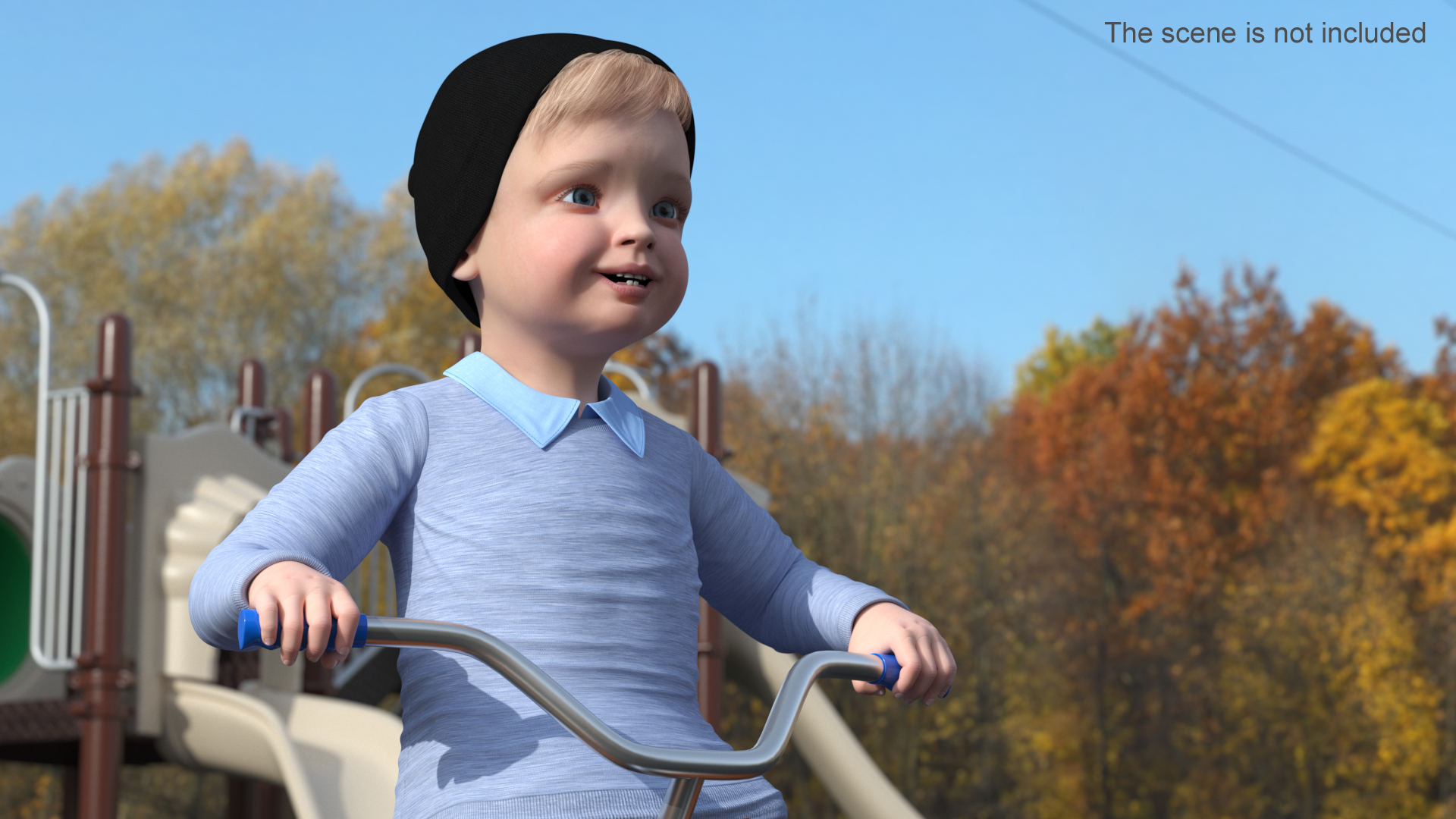 One Year Old Toddler on a Tricycle 3D model