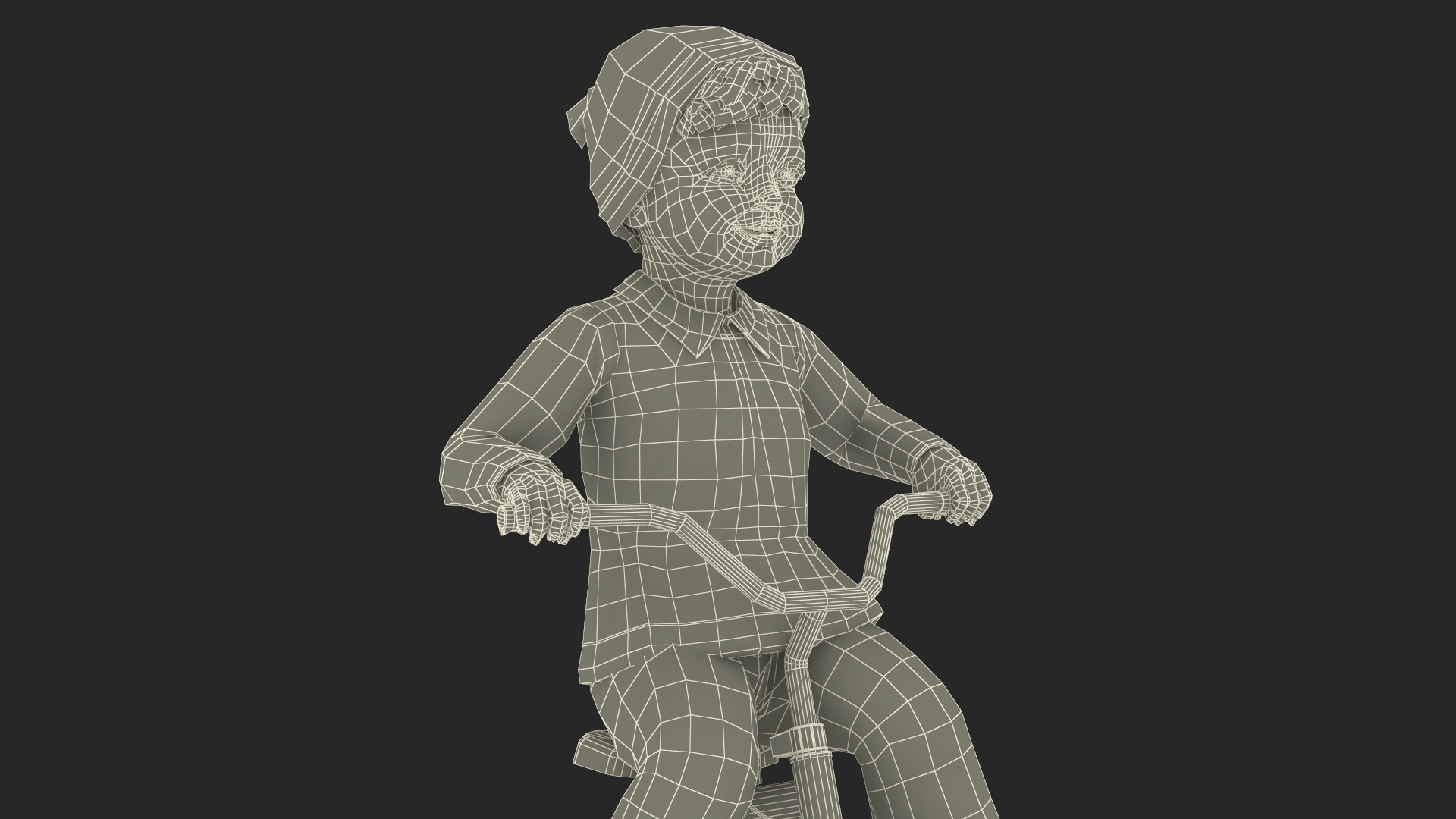 One Year Old Toddler on a Tricycle 3D model