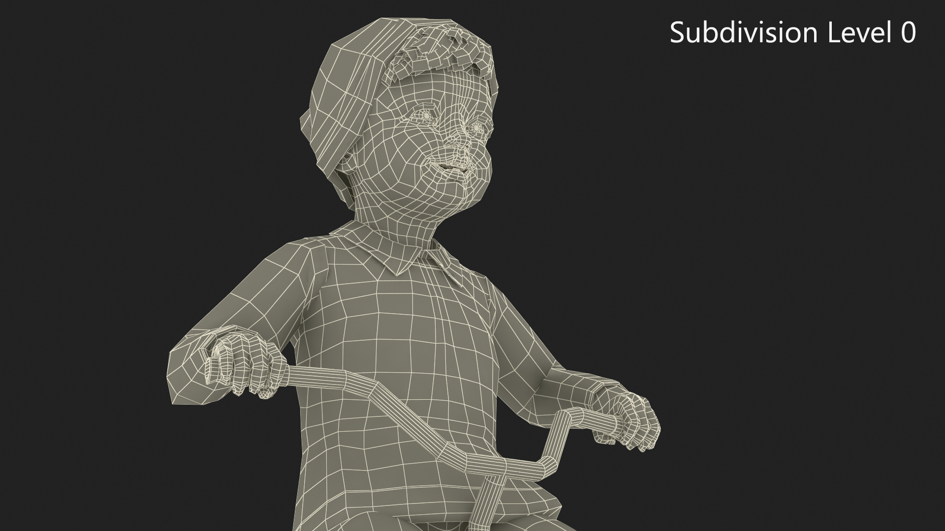 One Year Old Toddler on a Tricycle 3D model
