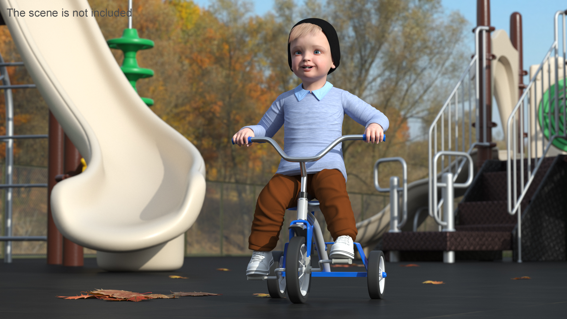 One Year Old Toddler on a Tricycle 3D model