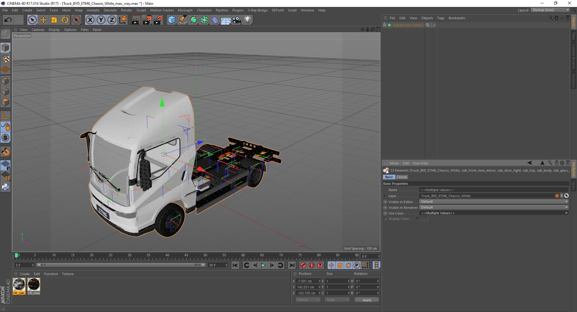 3D Truck BYD ETM6 Chassis White model