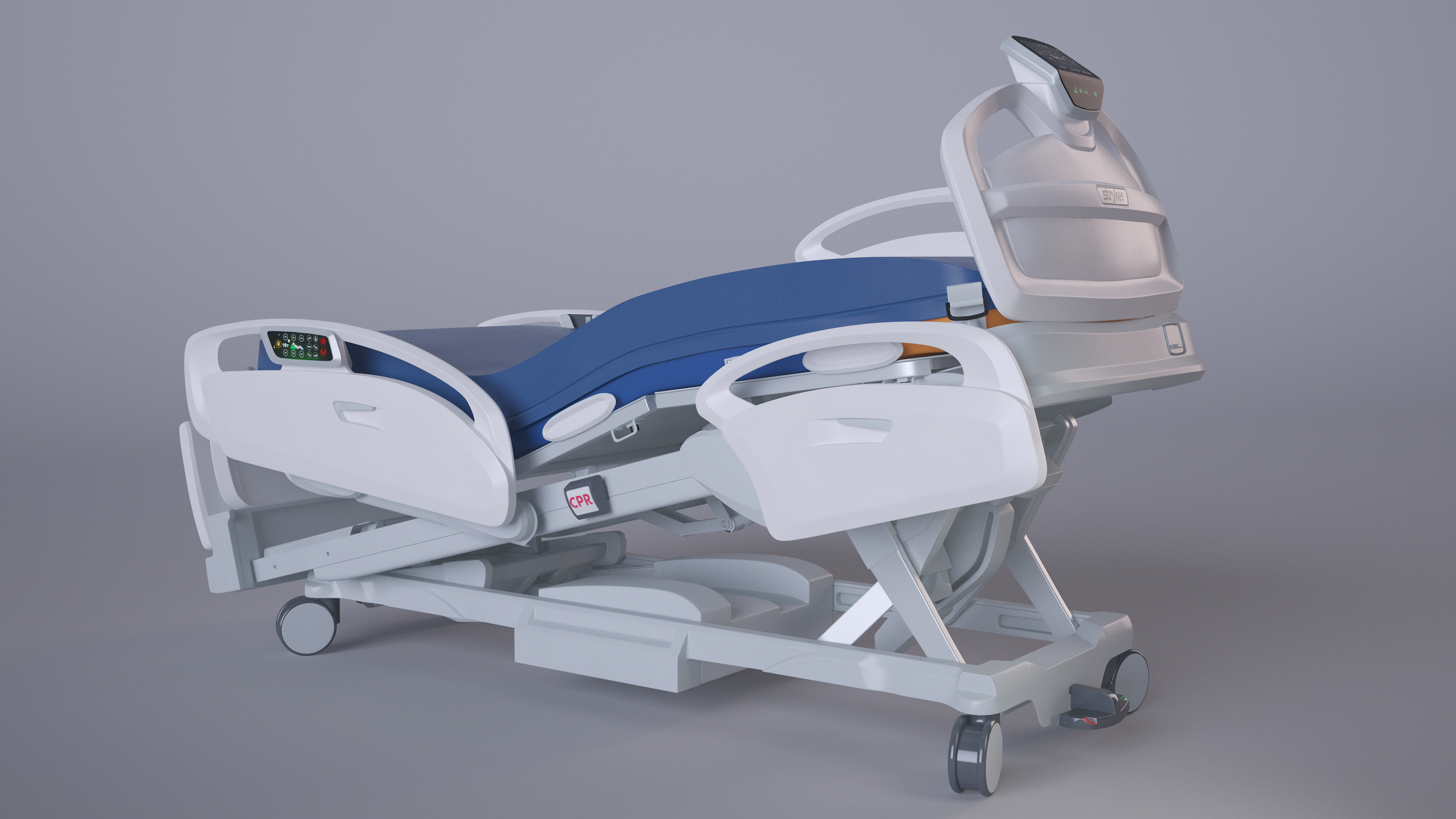 Stryker Procuity ZM Smart Hospital Bed Rigged for Cinema 4D 3D model
