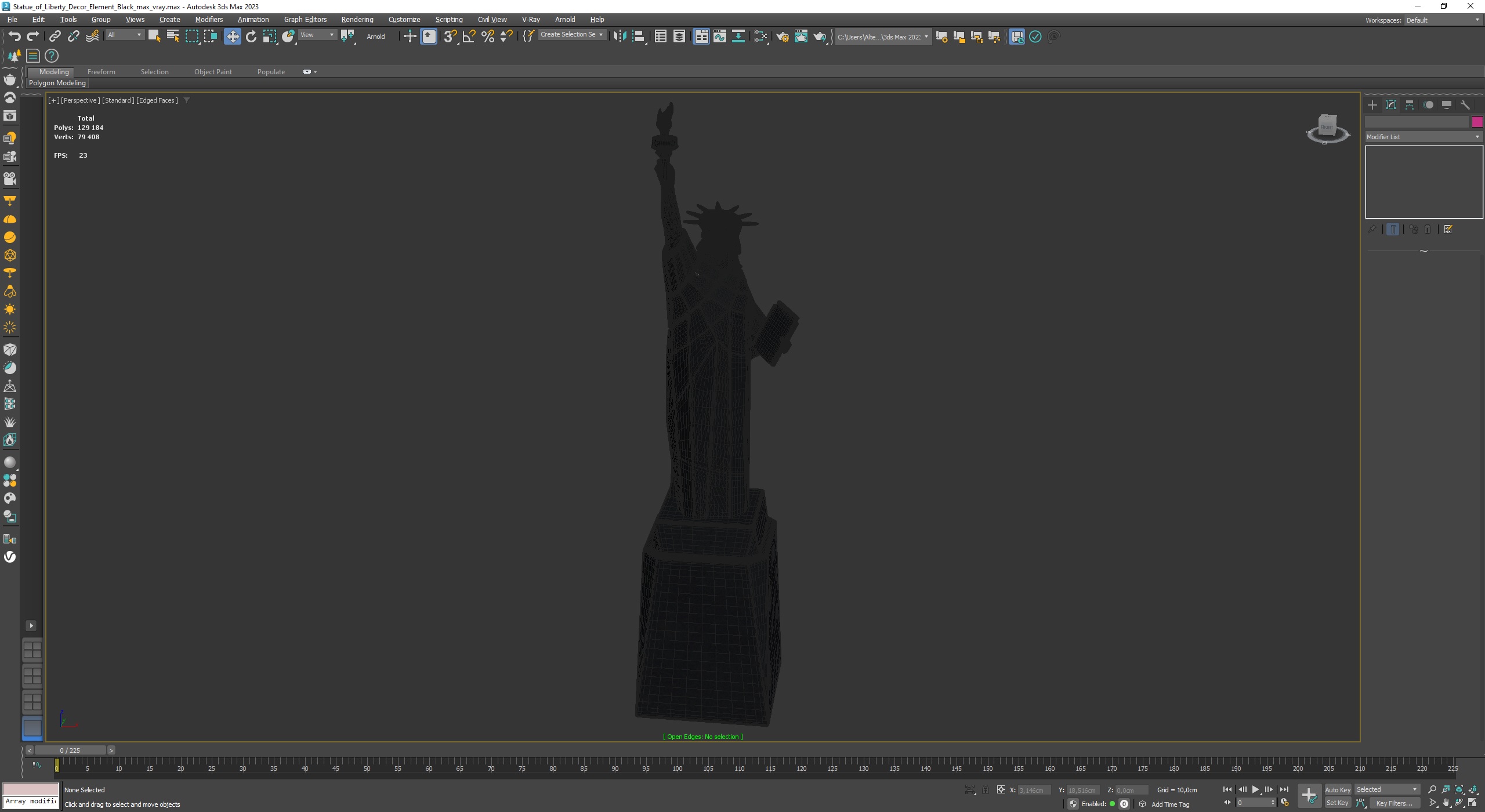 3D model Statue of Liberty Decor Element Black for 3D Print