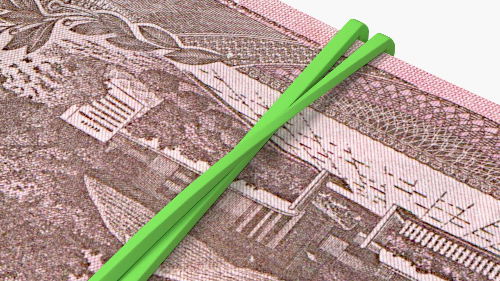 3D Rubber Band Stack of North Korea 5000 Won 2008