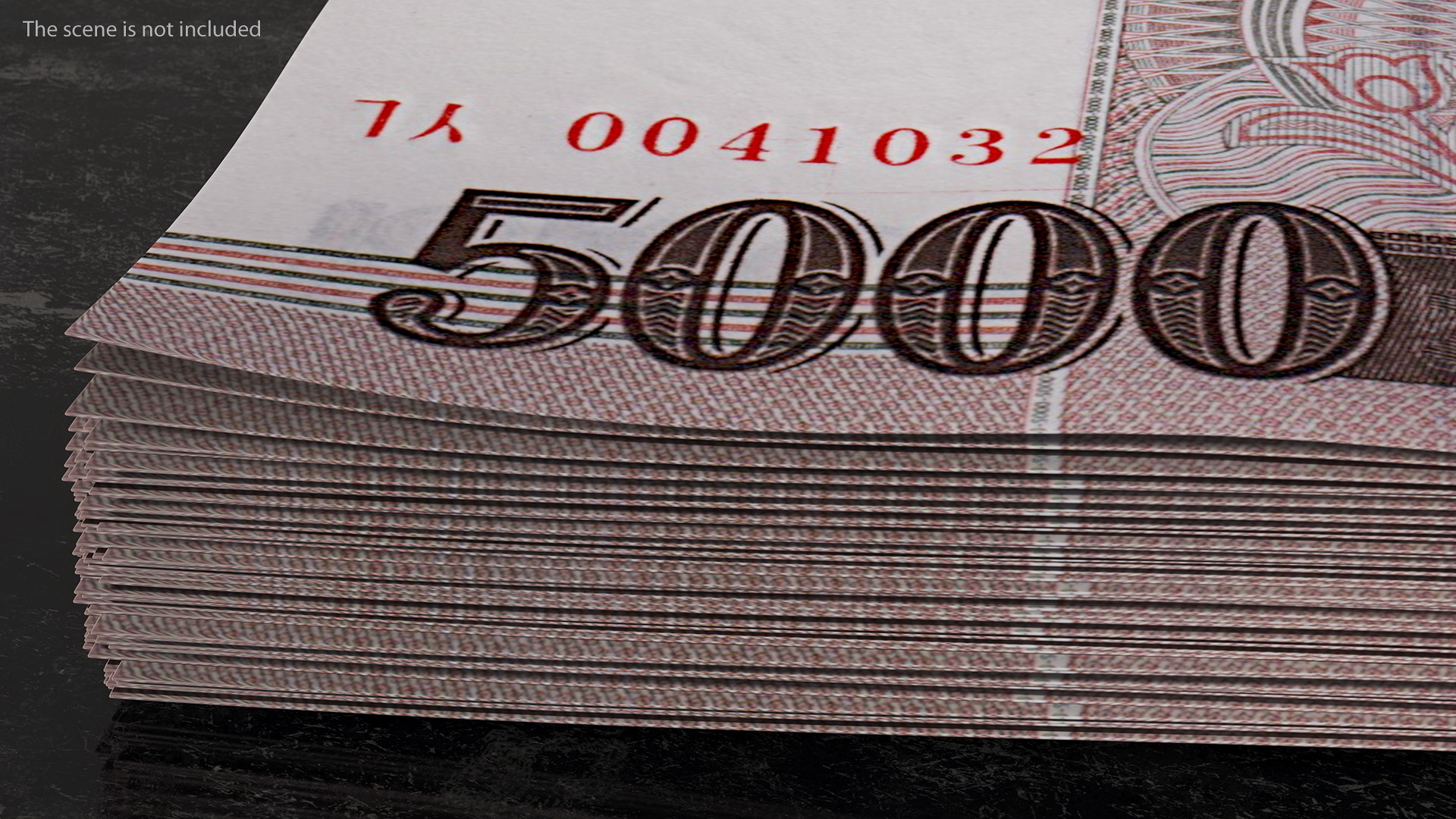3D Rubber Band Stack of North Korea 5000 Won 2008