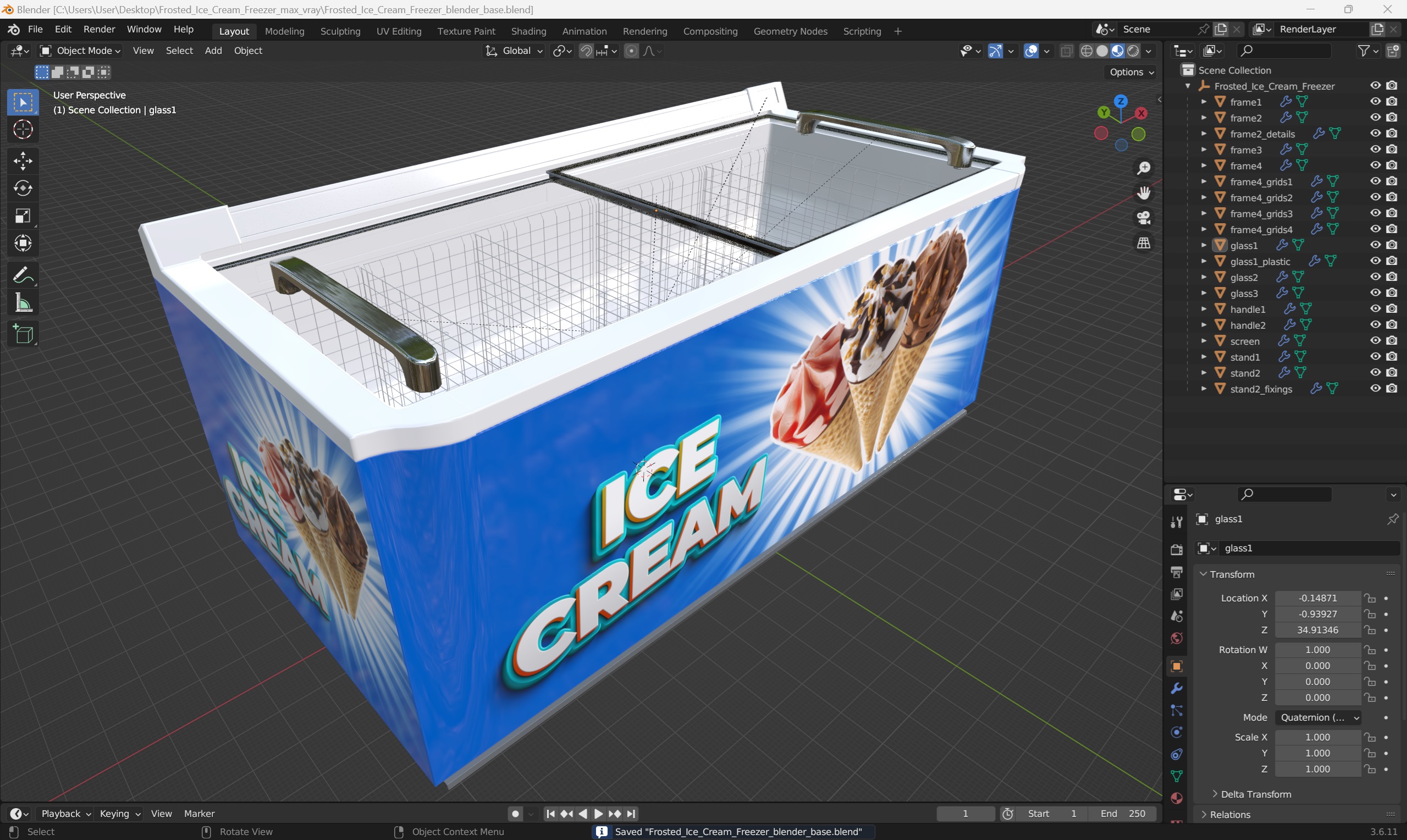 3D model Frosted Ice Cream Freezer
