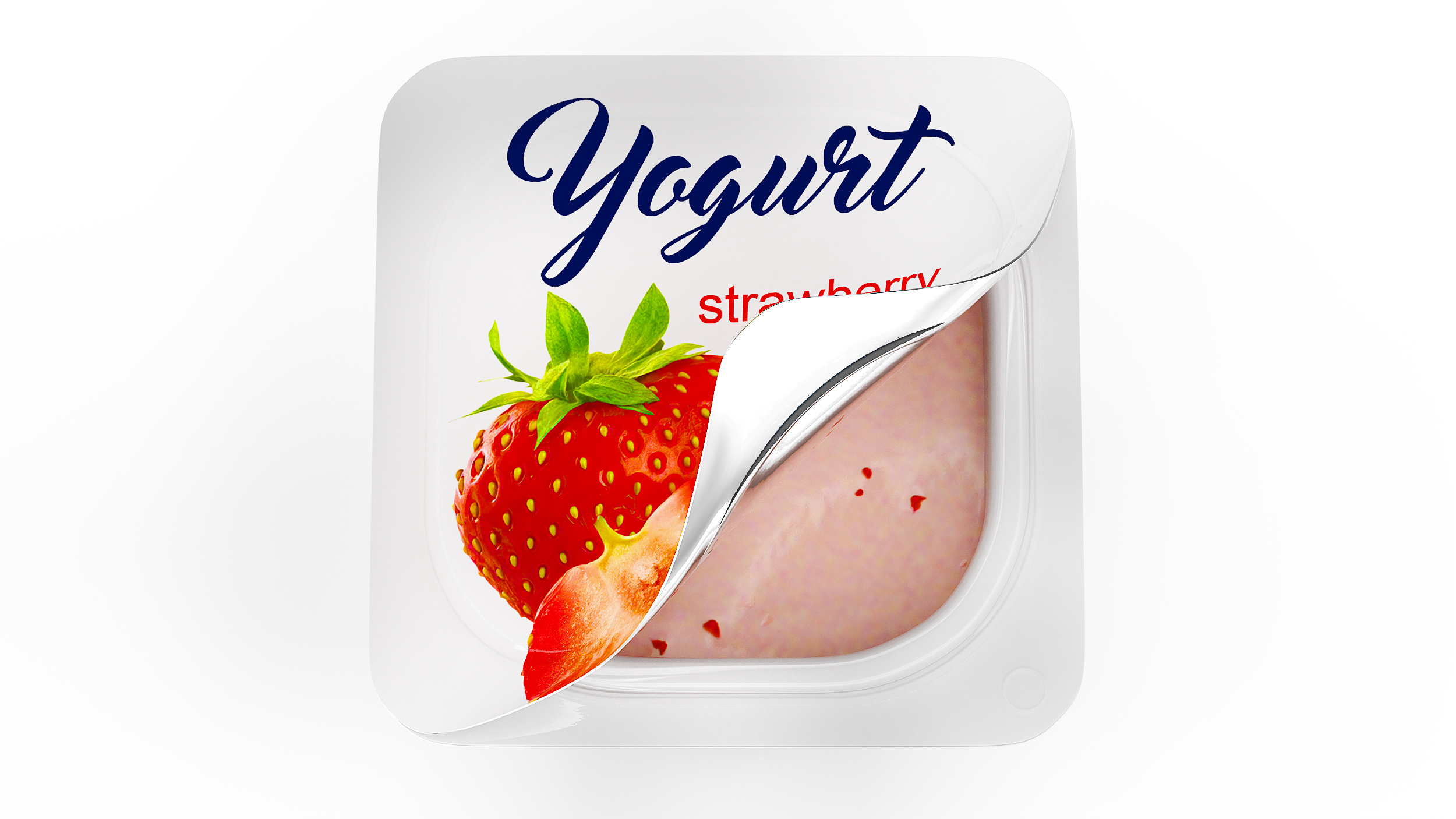 3D Yogurt Cup Half-open Strawberry Mockup model
