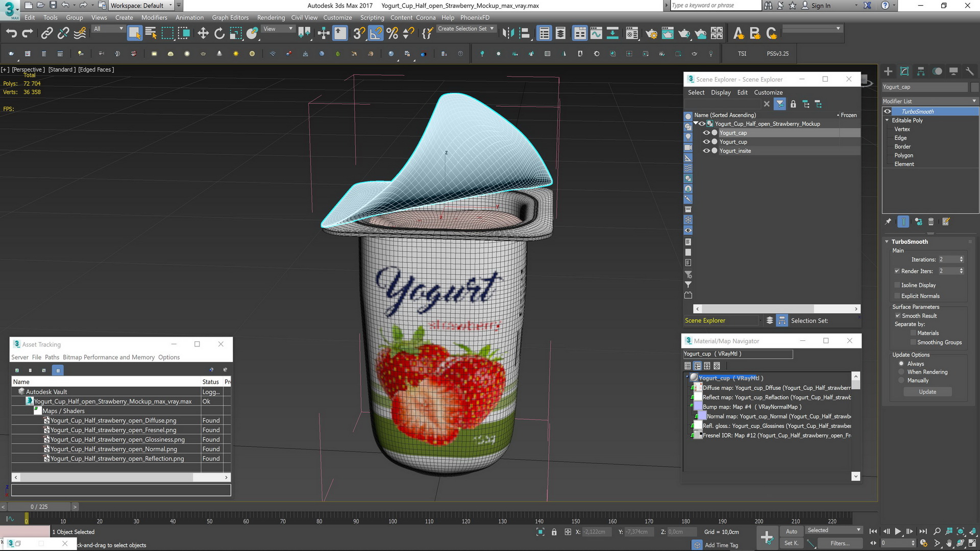 3D Yogurt Cup Half-open Strawberry Mockup model