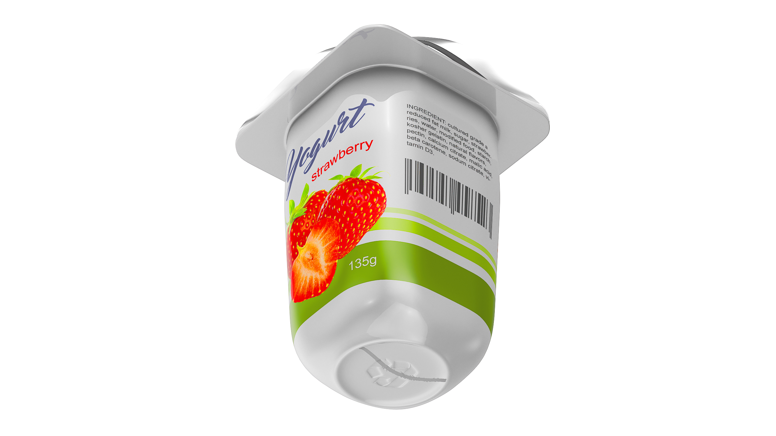 3D Yogurt Cup Half-open Strawberry Mockup model