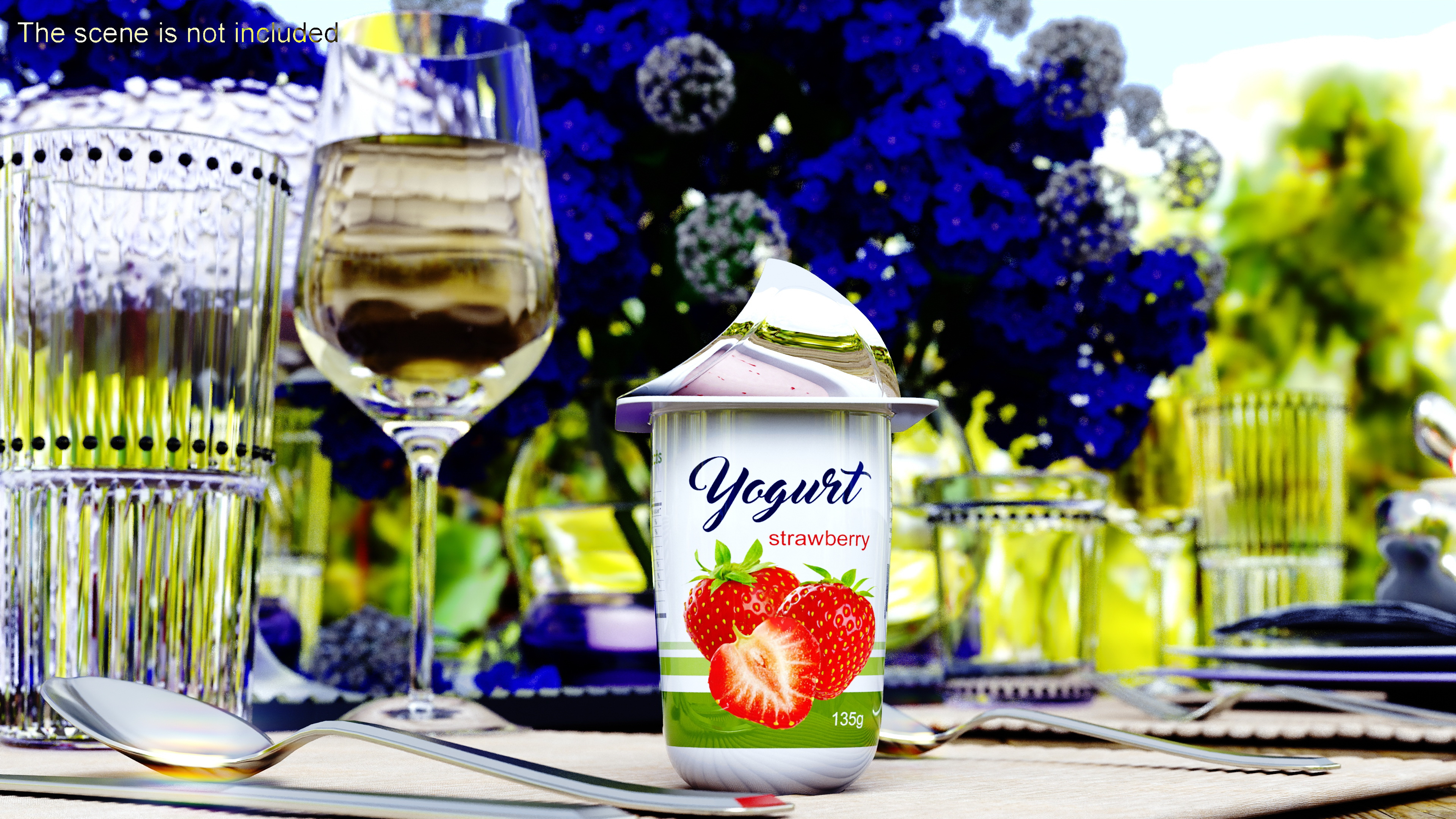 3D Yogurt Cup Half-open Strawberry Mockup model