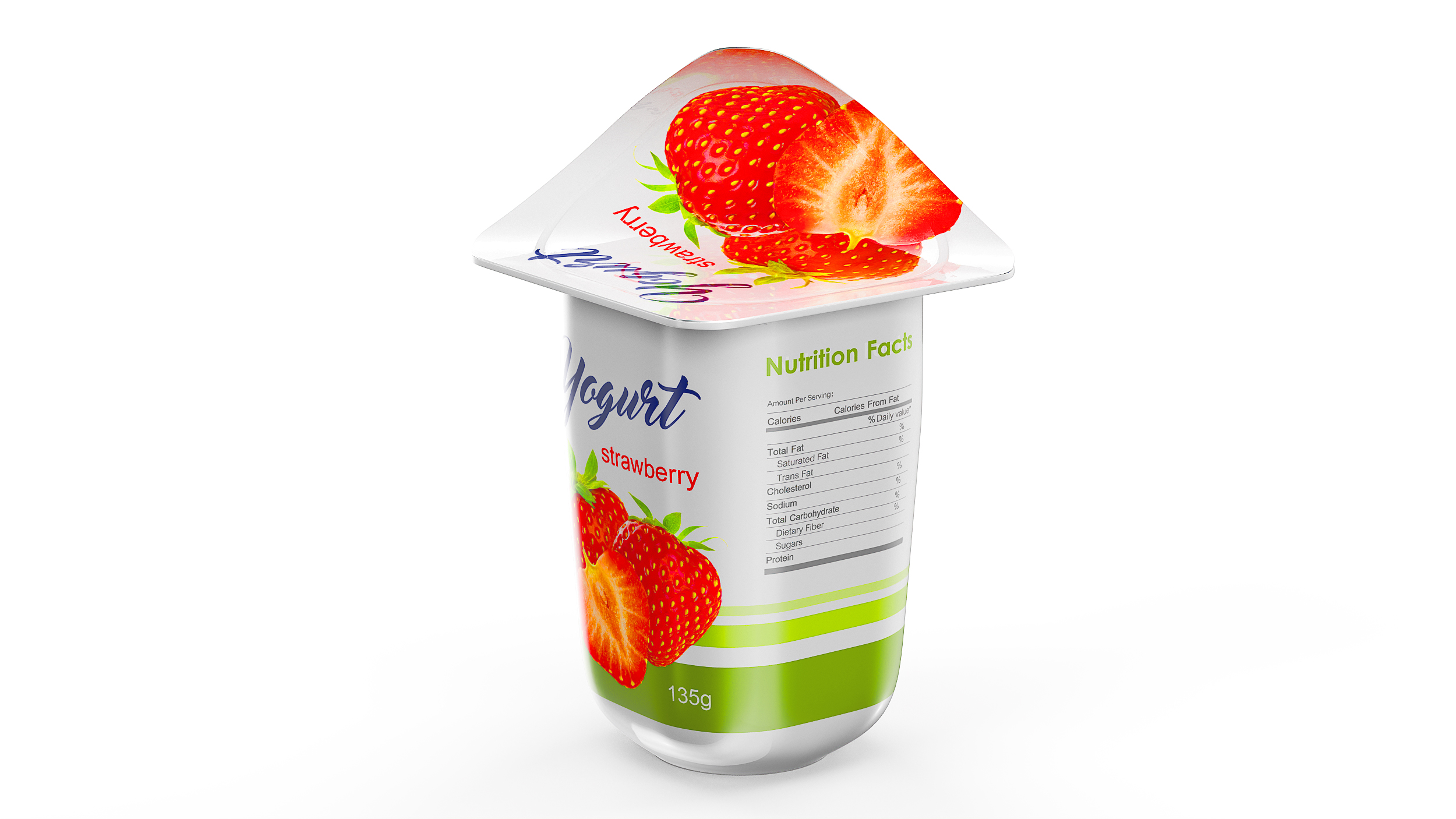 3D Yogurt Cup Half-open Strawberry Mockup model