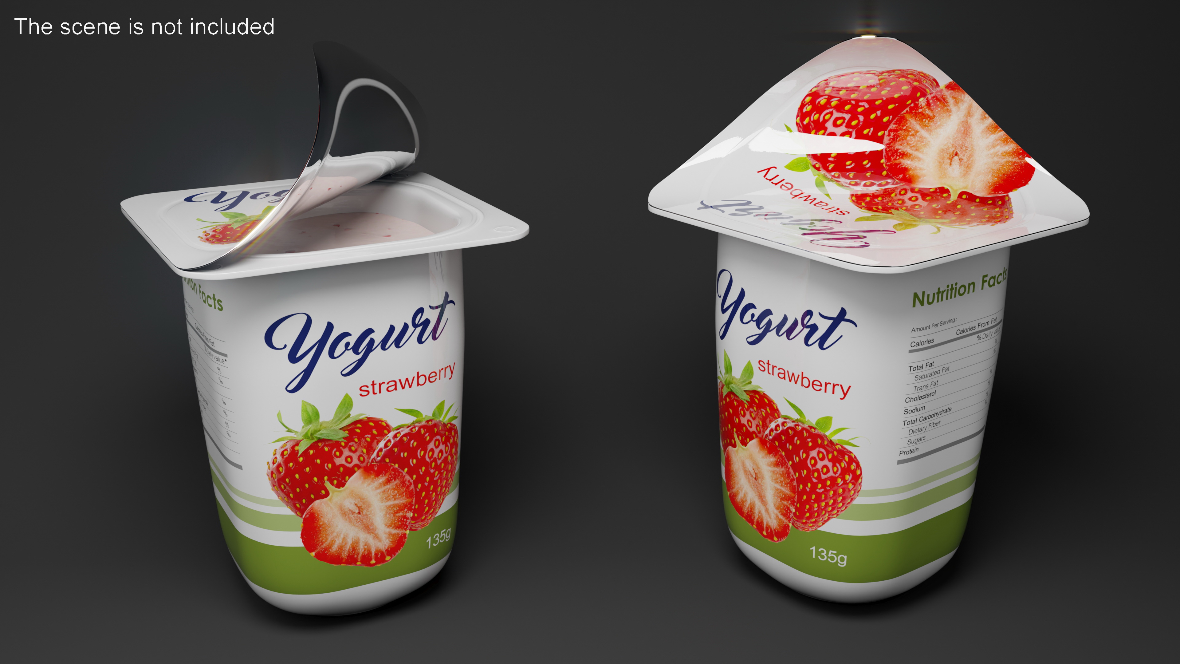 3D Yogurt Cup Half-open Strawberry Mockup model