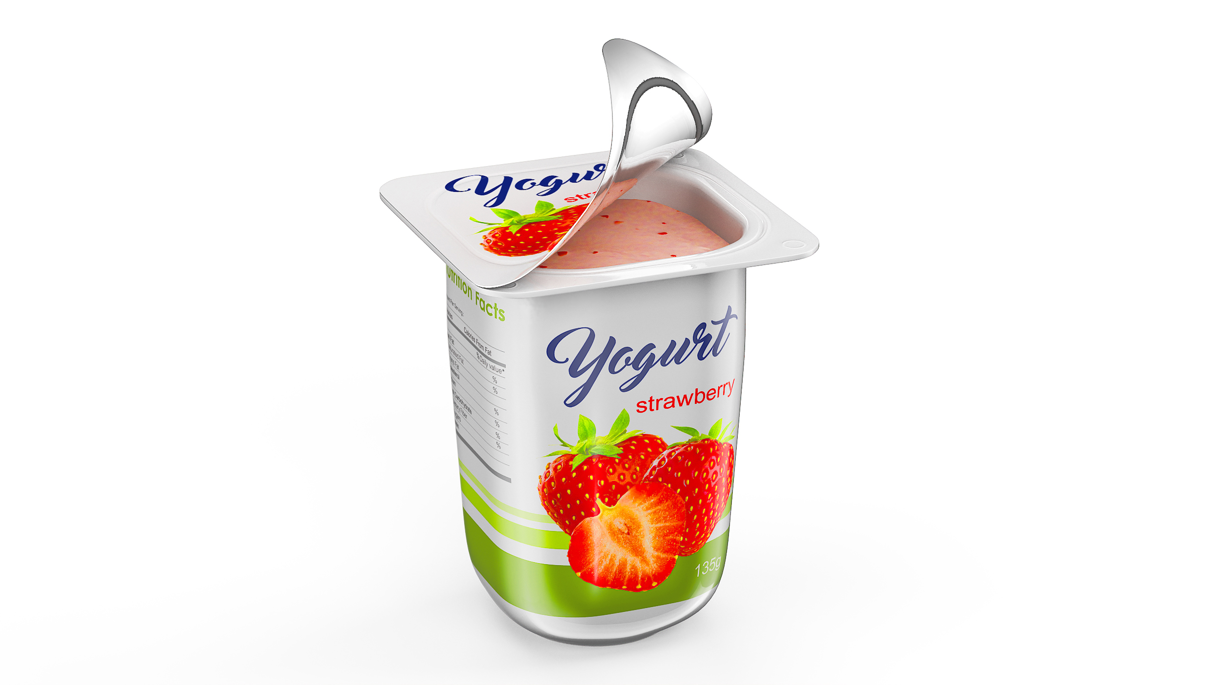 3D Yogurt Cup Half-open Strawberry Mockup model