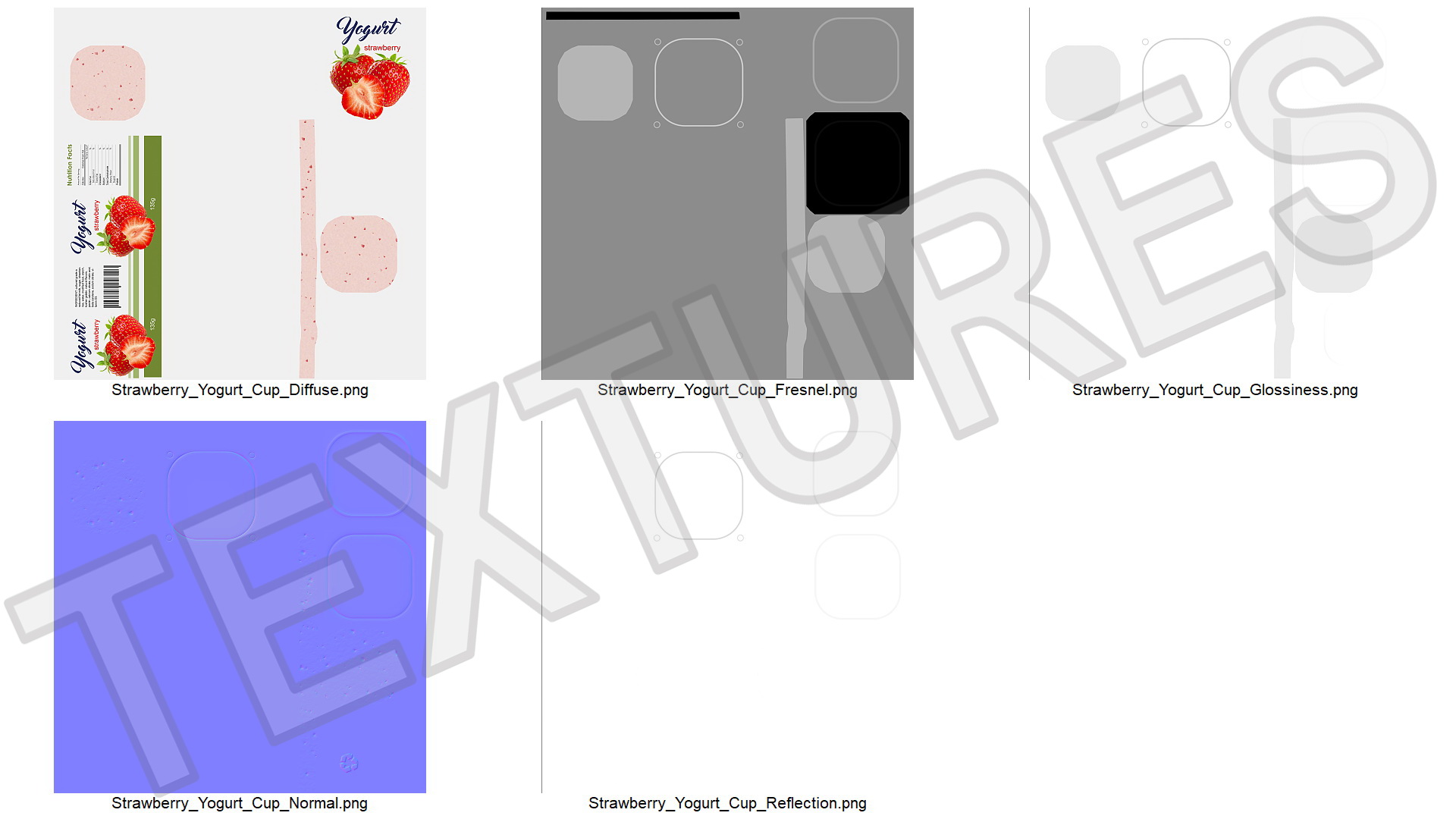 3D Yogurt Cup Half-open Strawberry Mockup model